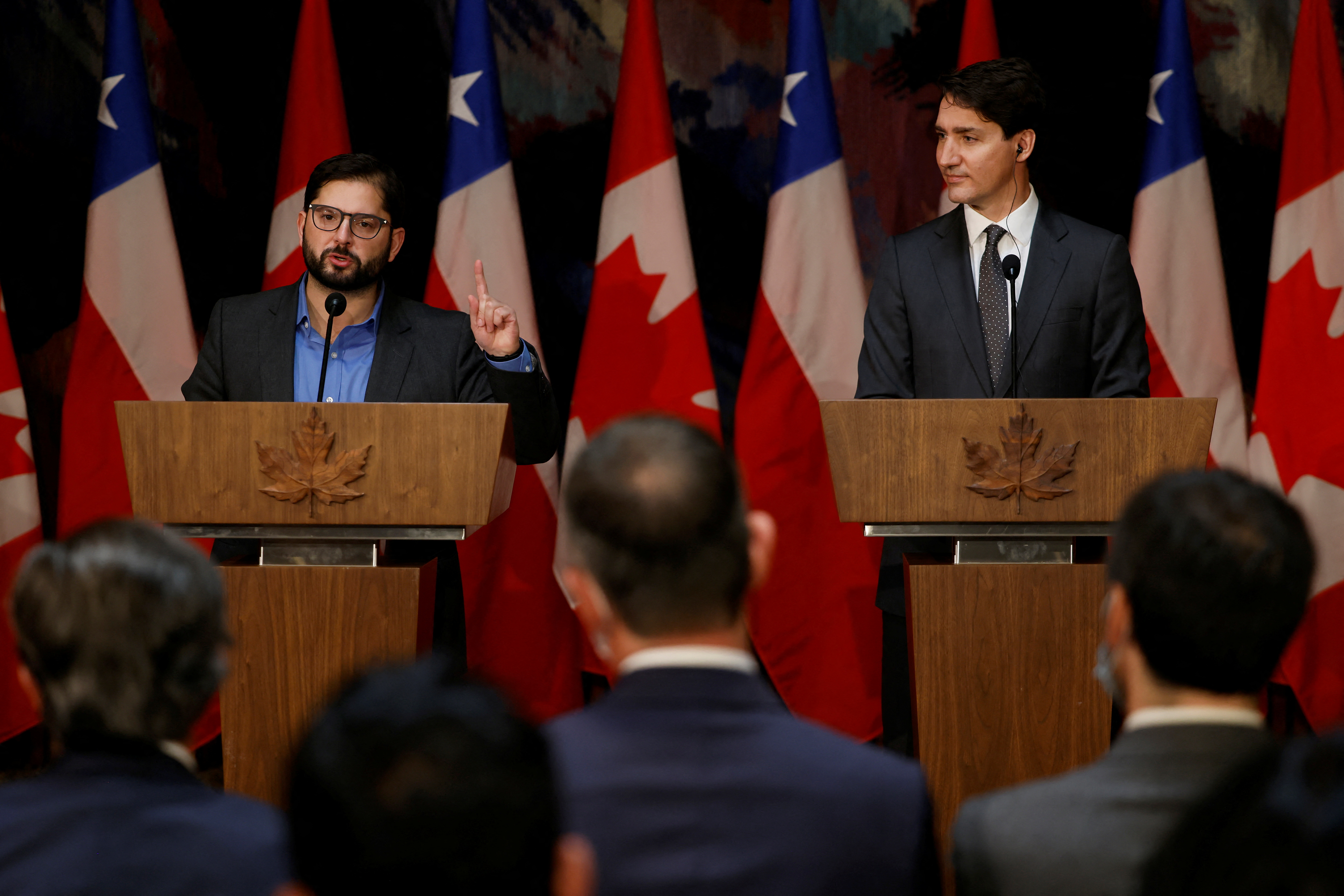 Gabriel Borick, President of Chile, with the Prime Minister of Canada Justin Trudeau 