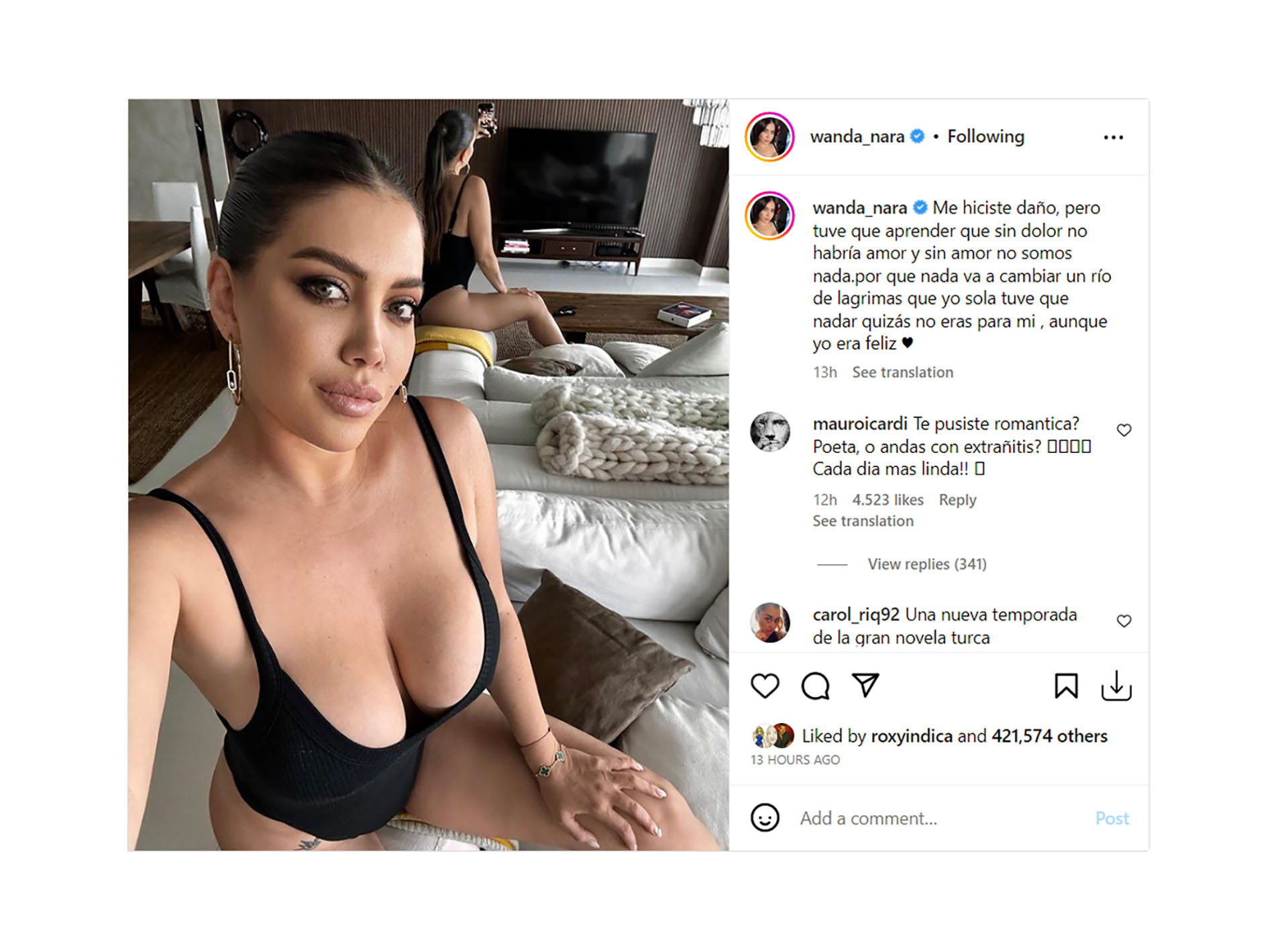 El posteo de Wanda Nara en Instagram