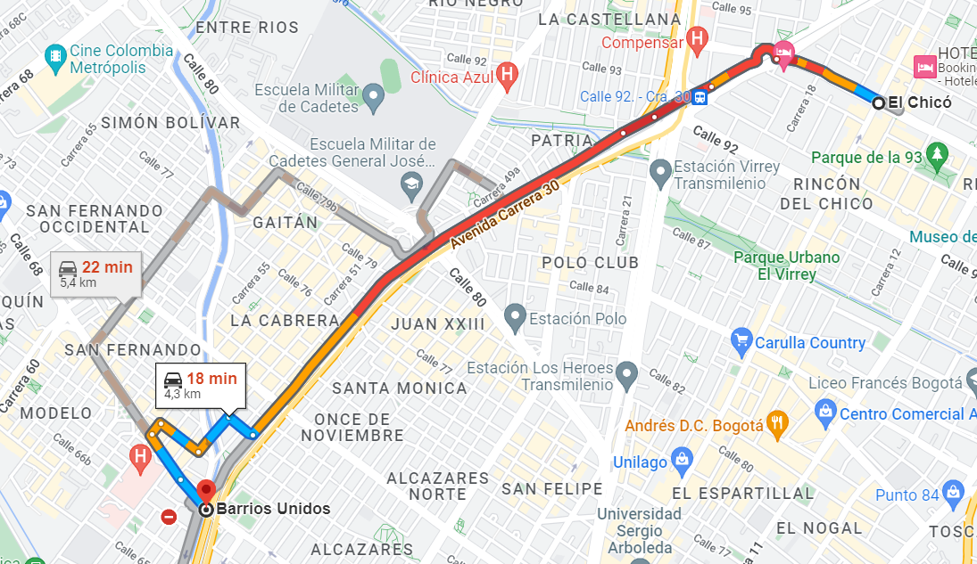 Recorrido aproximado de la DJ, en la madrugada del 21 de enero, revelado por InDriver.