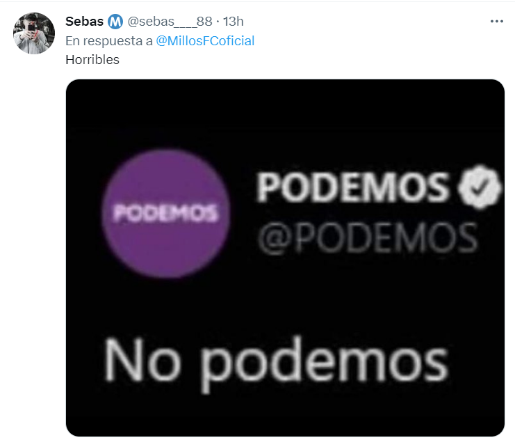 Los mejores memes que dejó la derrota de Millonarios ante Once Caldas por la sexta jornada de la Liga BetPlay I-2023. @sebas____88/Twitter.