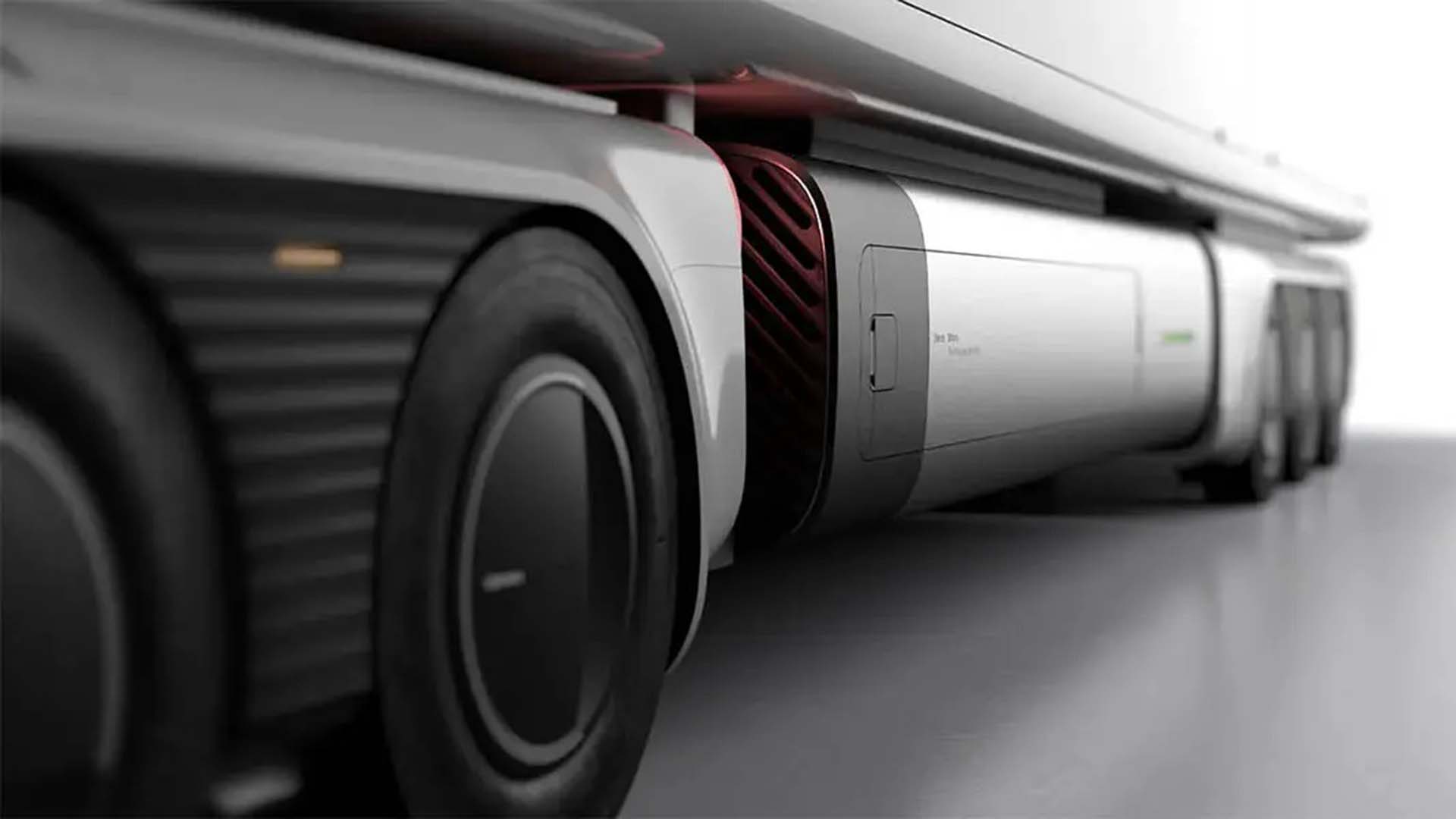 El Einride E-Trailer puede alcanzar una autonomía de 650 km combinando las baterías de su parte delantera con la del tractor