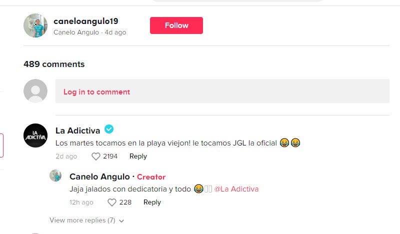 La banda "La Adictiva" comentó entre risas el video publicado por el 'Canelo' Angulo (Foto: TikTok/@caneloangulo19)