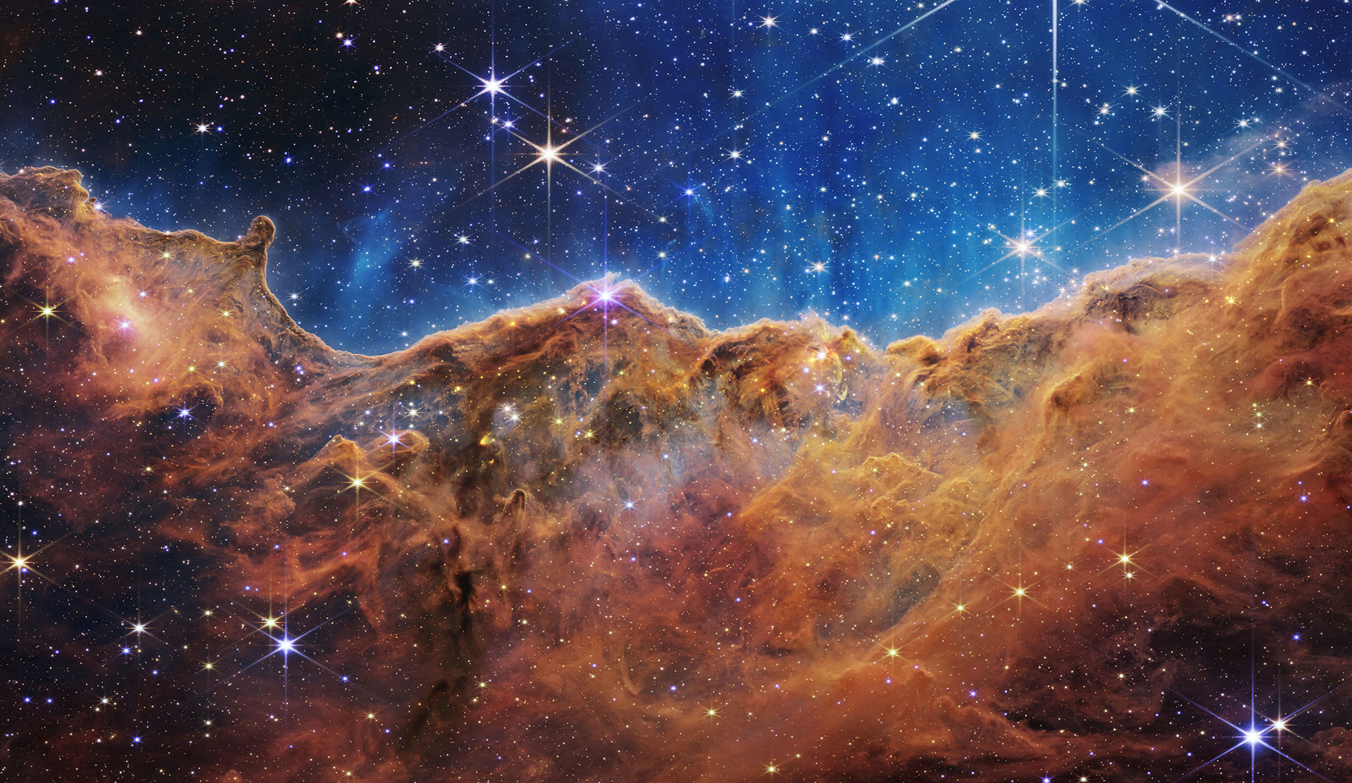 La Nebulosa Carina, que muestra las primeras etapas de la formación estelar. (Crédito...NASA, ESA, CSA y STScI)
