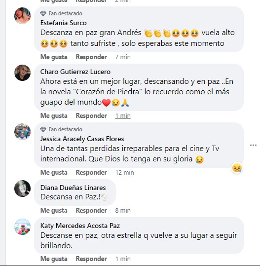Usuarios despiden a Andrés García. (Facebook)