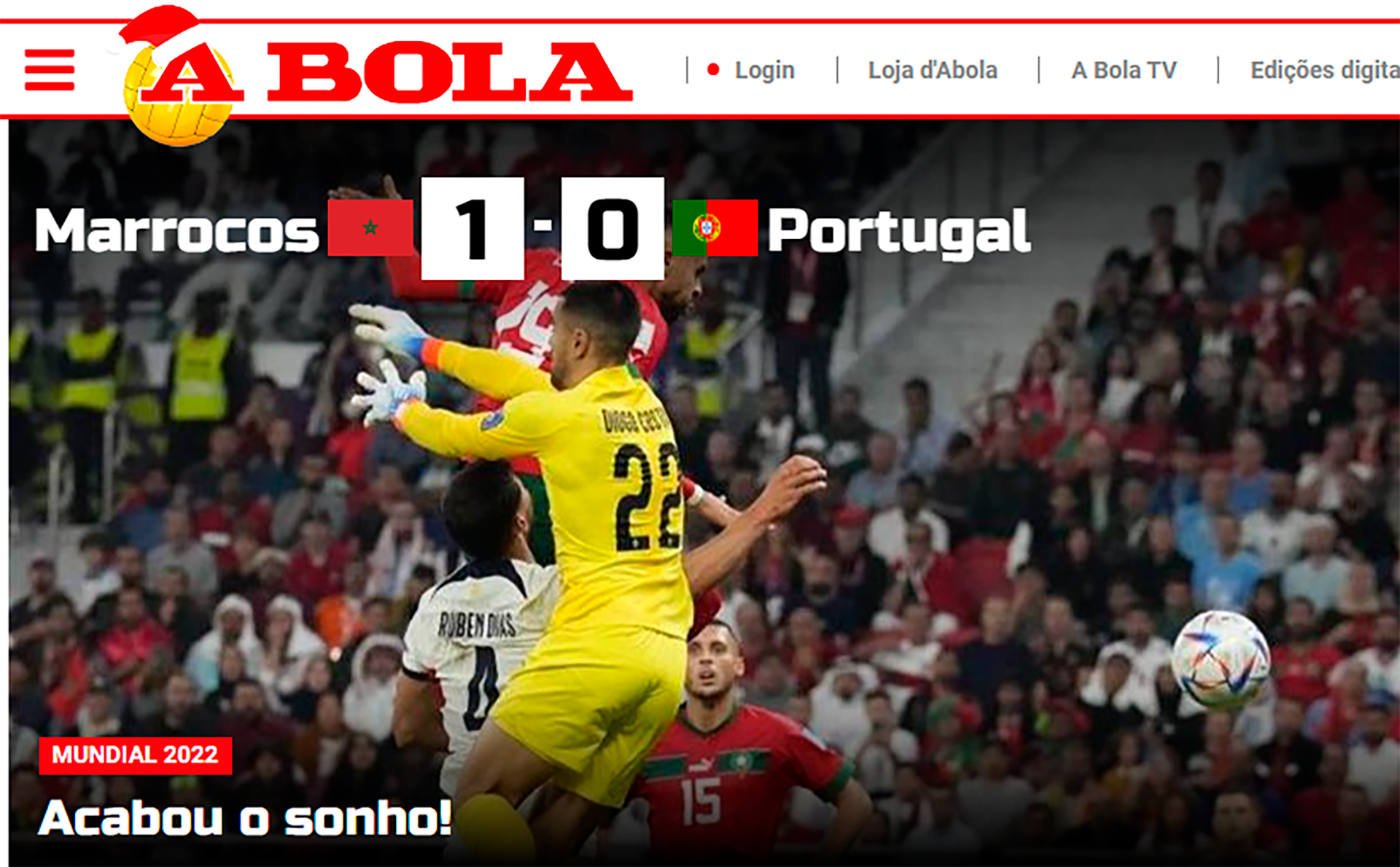 "der Traum endete"(A Bola, Lissabon)
