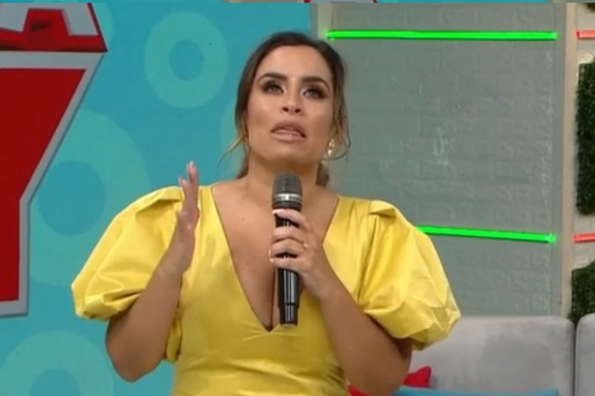 Ethel Pozo broke down in tears when introducing Melissa Paredes after meeting the dancer.  (TV America)