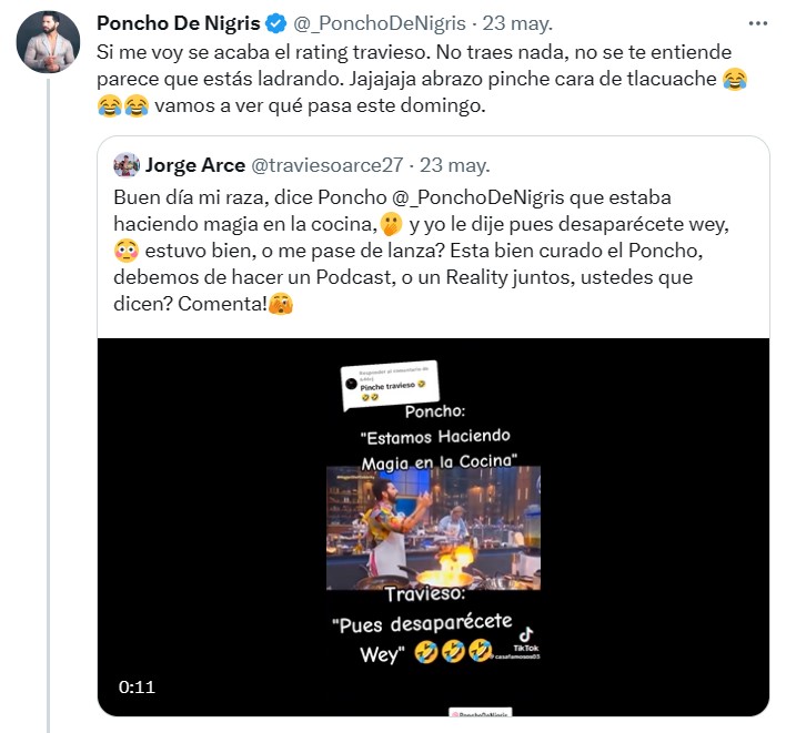 This arose from the fight he has had with El Travieso Arce (Screenshot / Twitter)