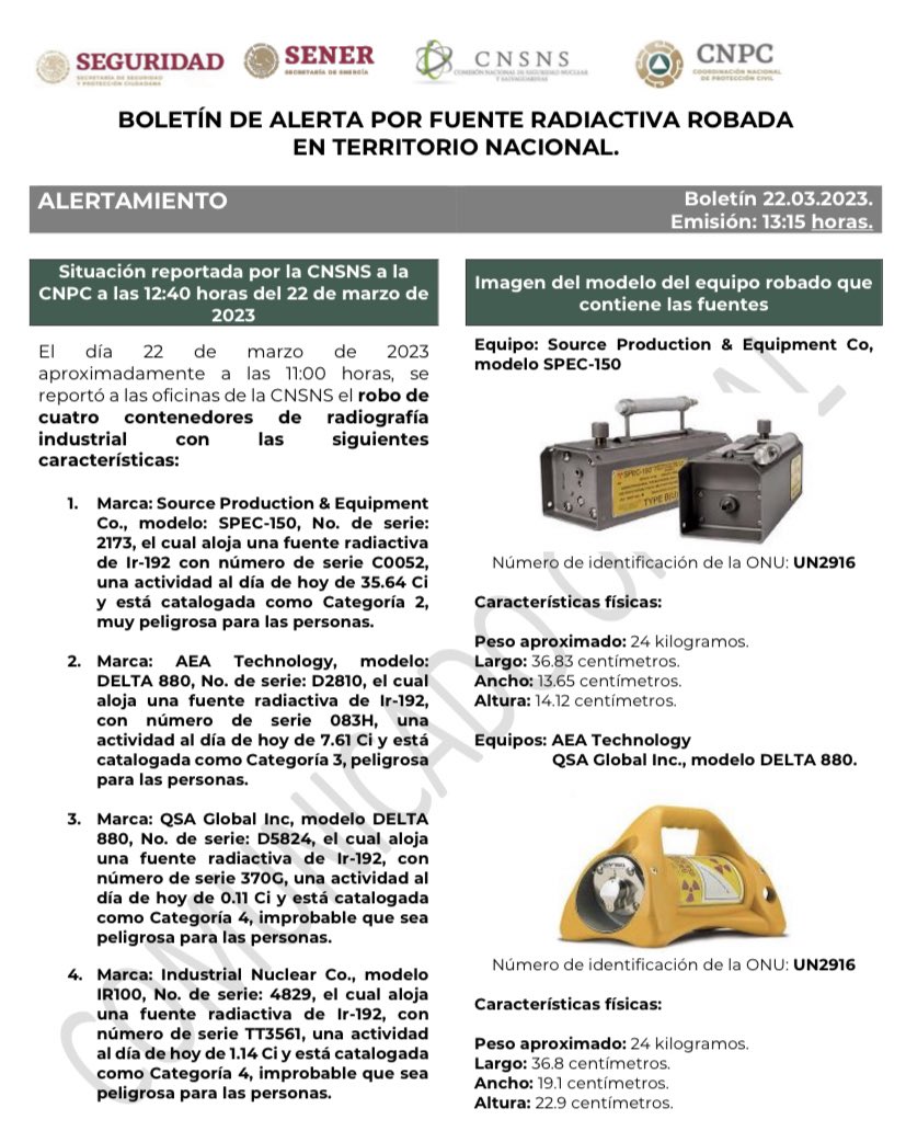 Informe emitido por las autoridades (Twitter/@CNPC_MX)