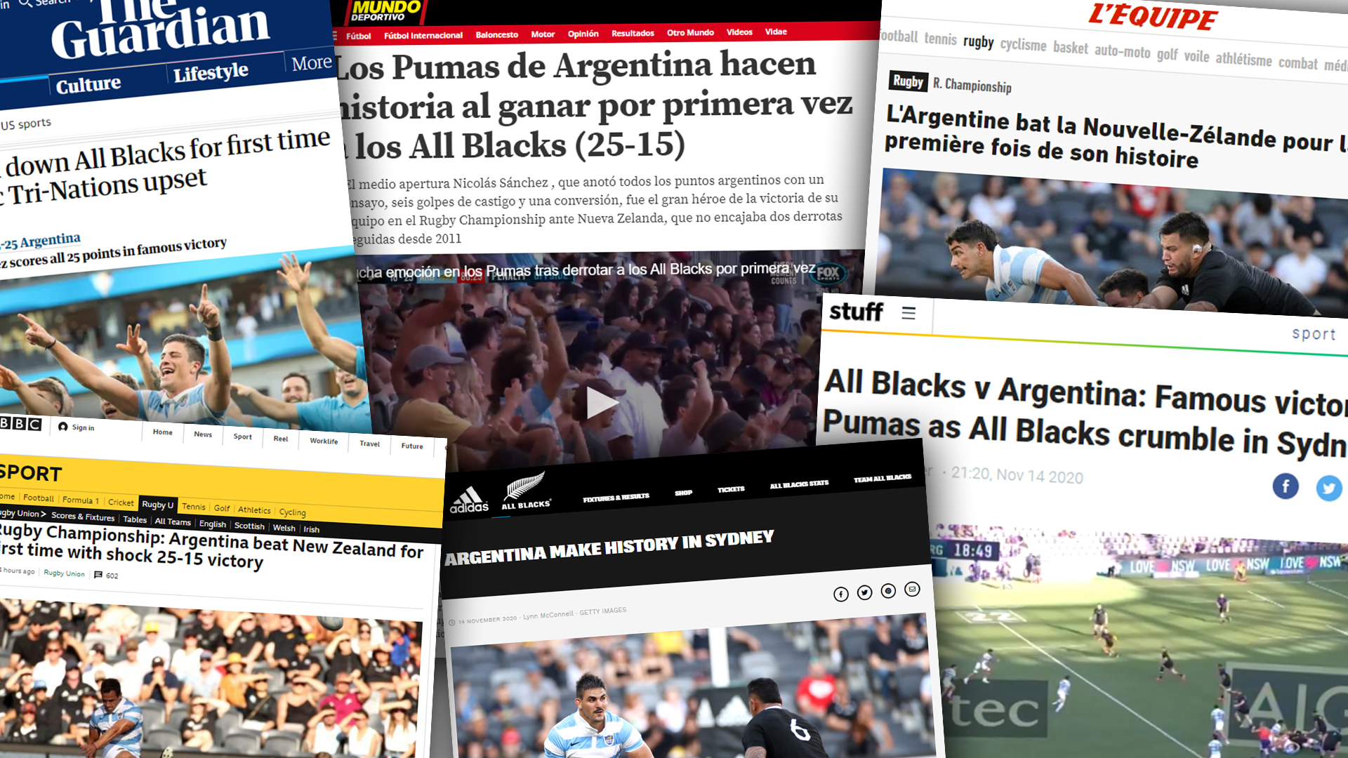 La prensa internacional se hizo eco de la victoria de Los Pumas ante Nueva Zelanda.