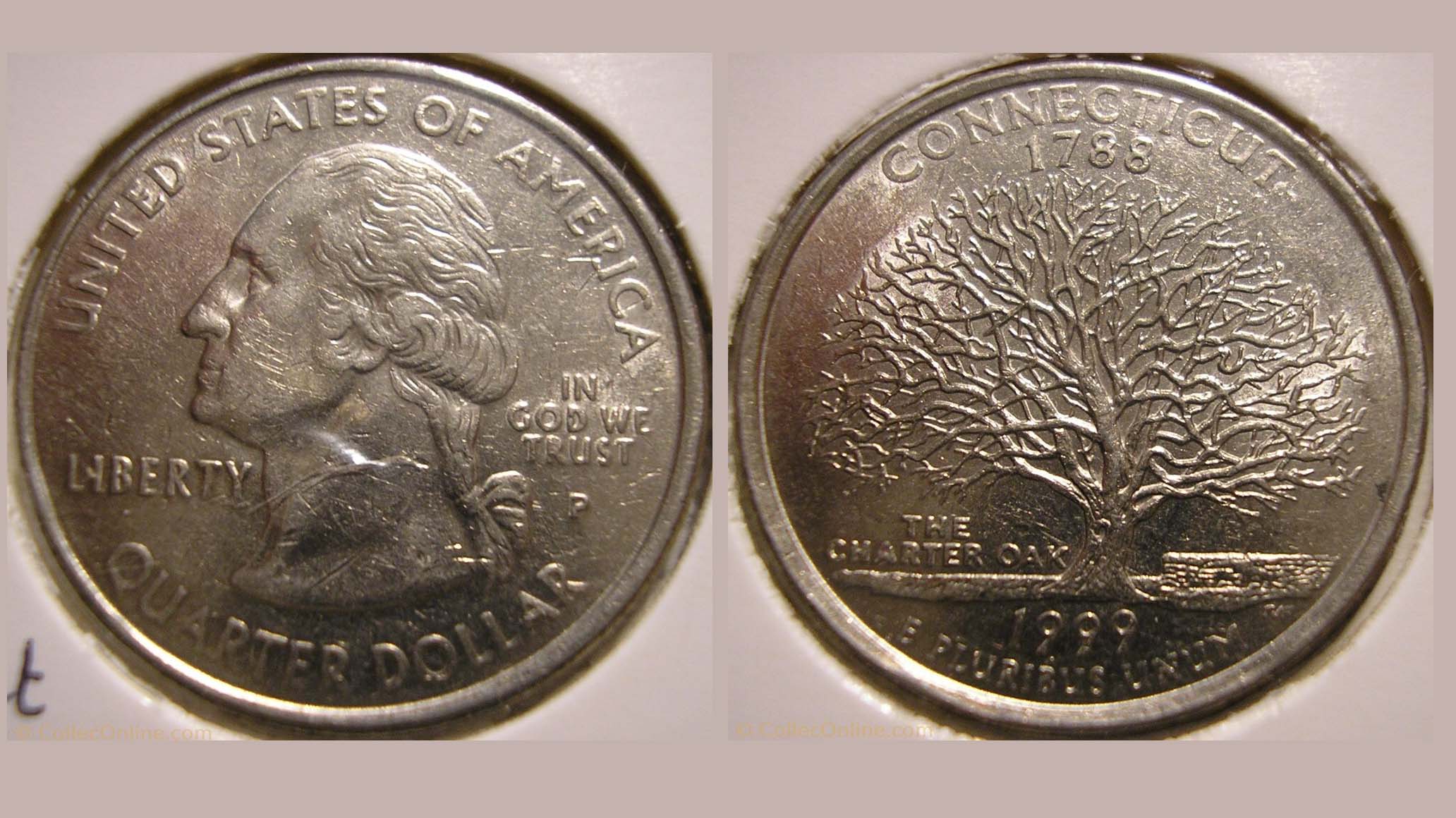 Mala puntería: en esta moneda de 25 centavos el cuño no acertó al centro. Fuente: invaluable.com