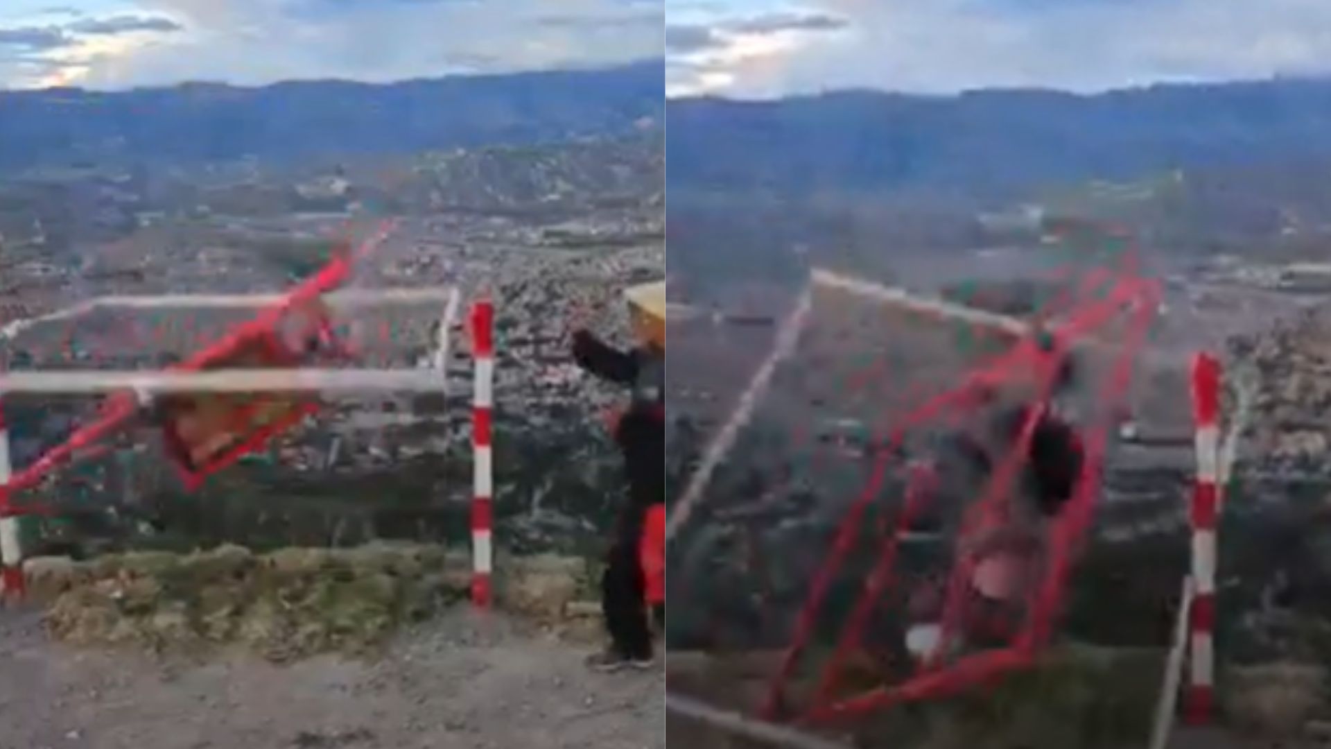 Ayacucho: Impactantes imágenes de turista cayendo a barranco después de romperse juego extremo en mirador Cabrapata