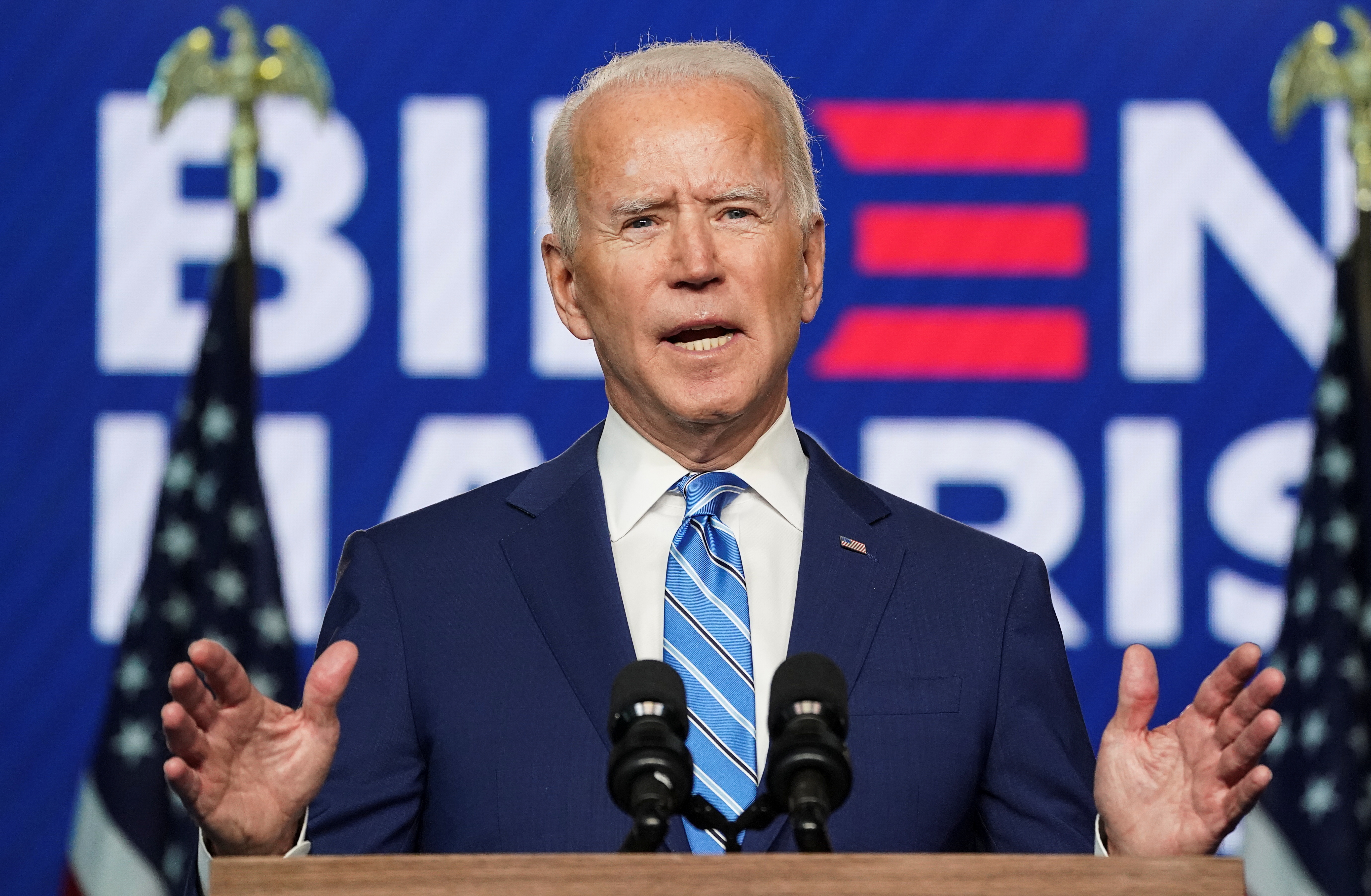 Joe Biden aseguró que el conteo de votos dará ganador al Partido Demócrata (REUTERS/Kevin Lamarque)