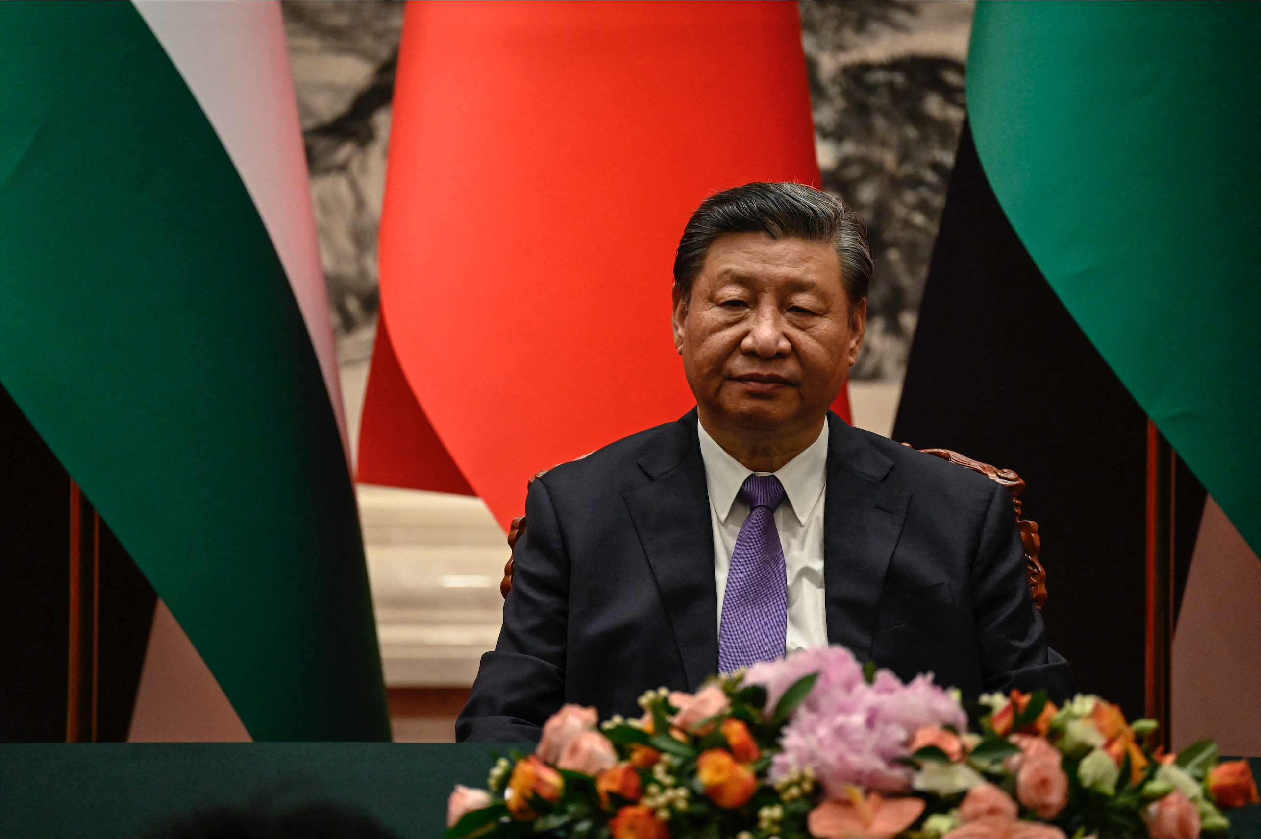 El jefe del régimen Chino, Xi Jinping, durante un acto en Beijing con Mahmoud Abbas, presidente de la Autoridad Palestina (Reuters)