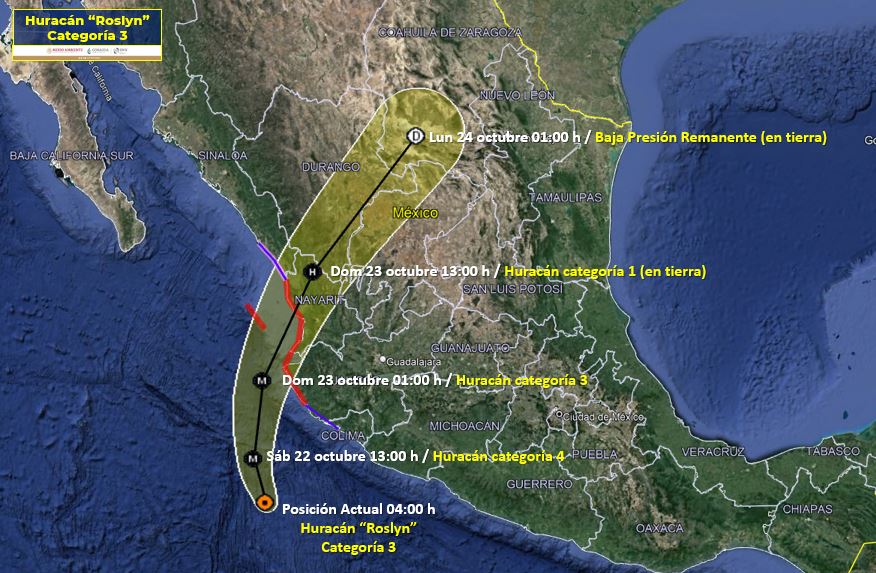 Clima en México y paso de “Roslyn” este 21 de octubre de 2022. Foto: Conagua Clima