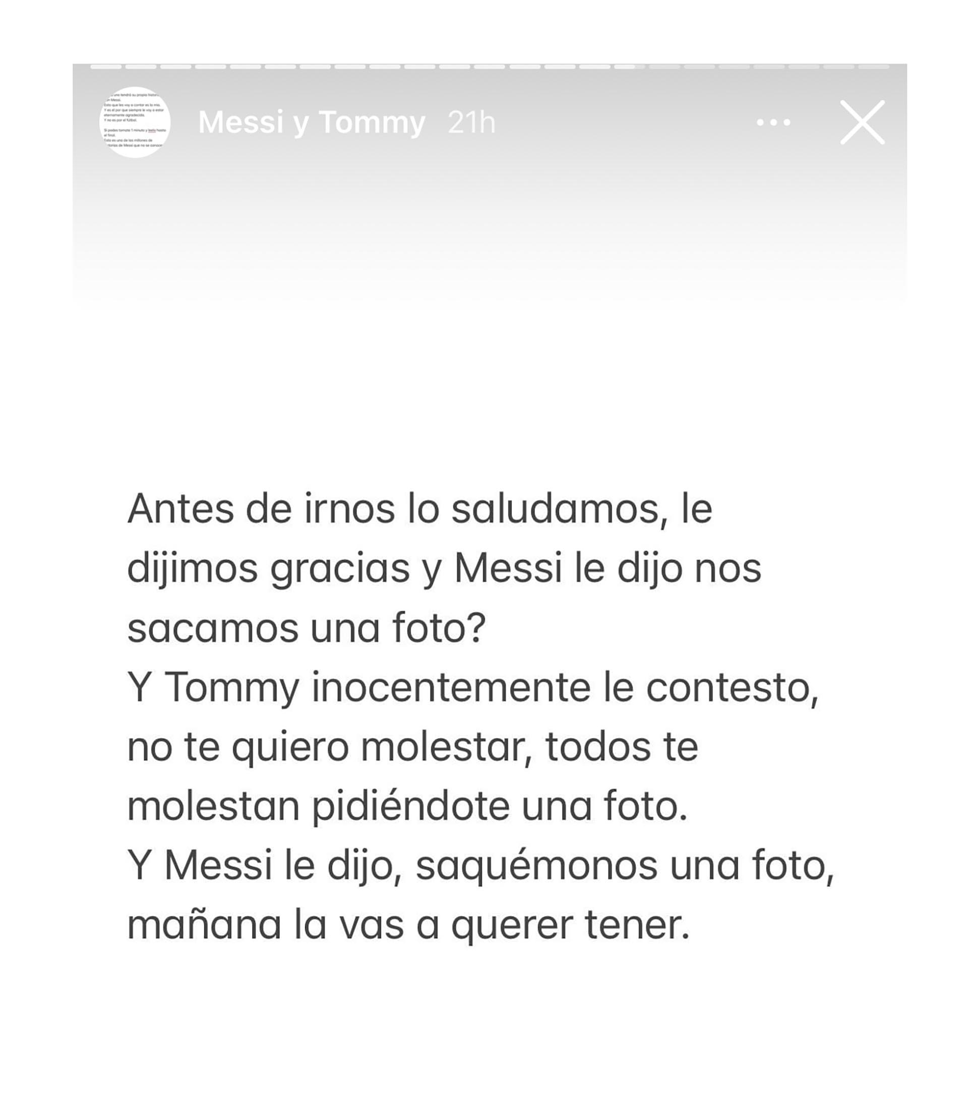 La mamá de Tommy contó que si no fuera por Messi, la foto de ese encuentro no existiría