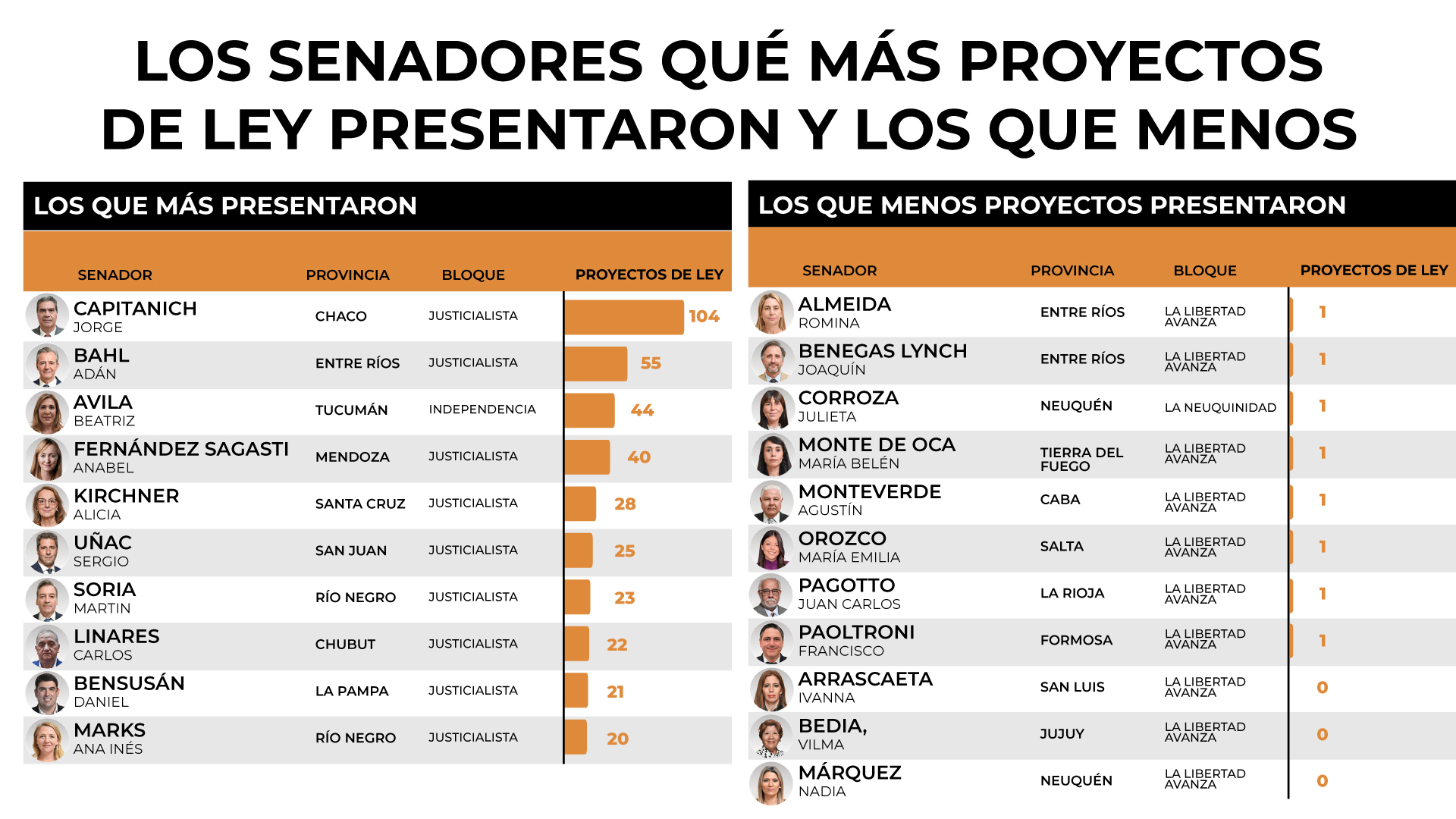 Cu&aacute;ntos proyectos de ley presentaron los senadores en el primer semestre del a&ntilde;o