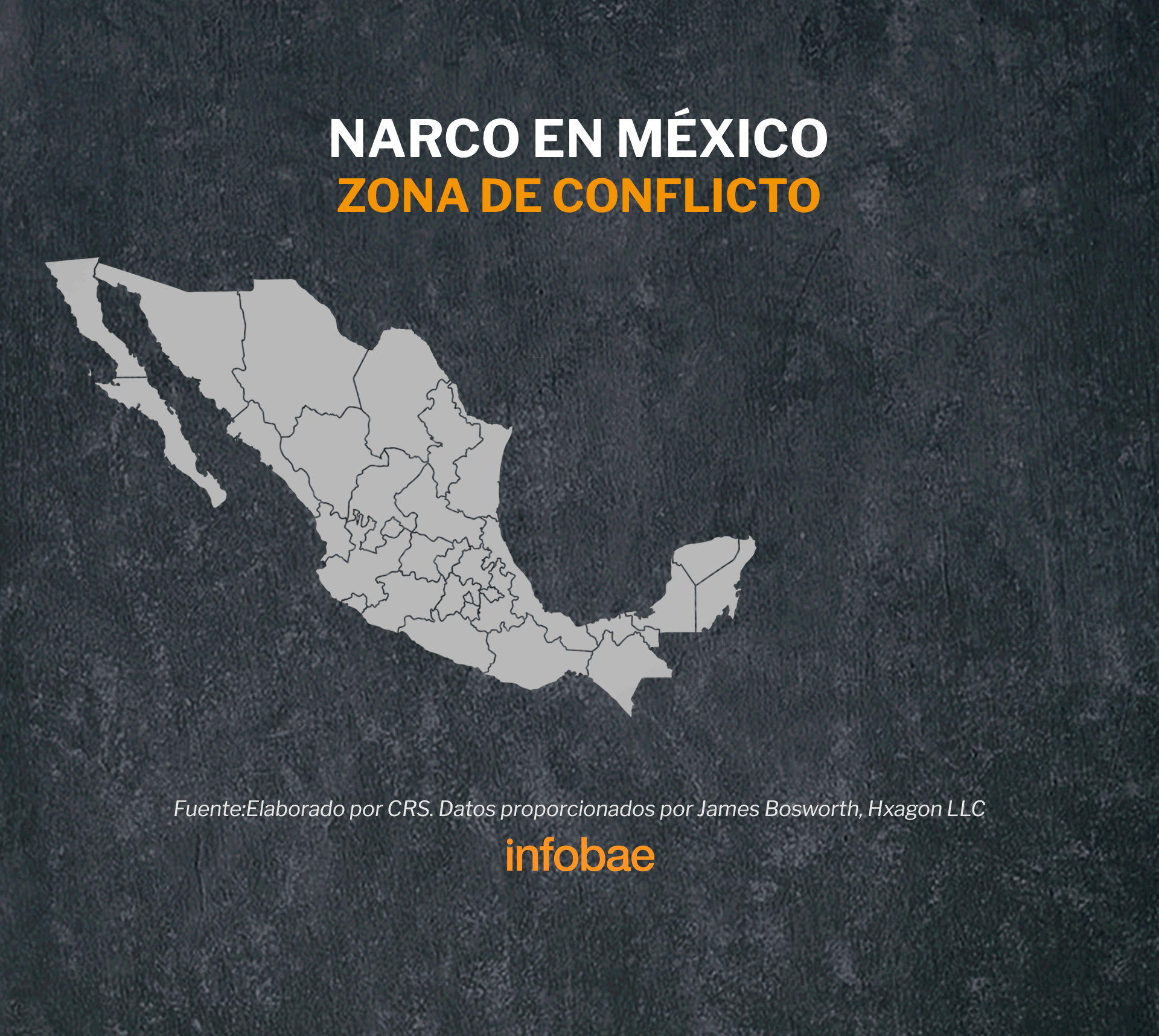 Estas son las zonas de conflicto de los diferentes cárteles de la droga en México, según un documento del Congreso de los EEUU. Gráfico: Infobae México