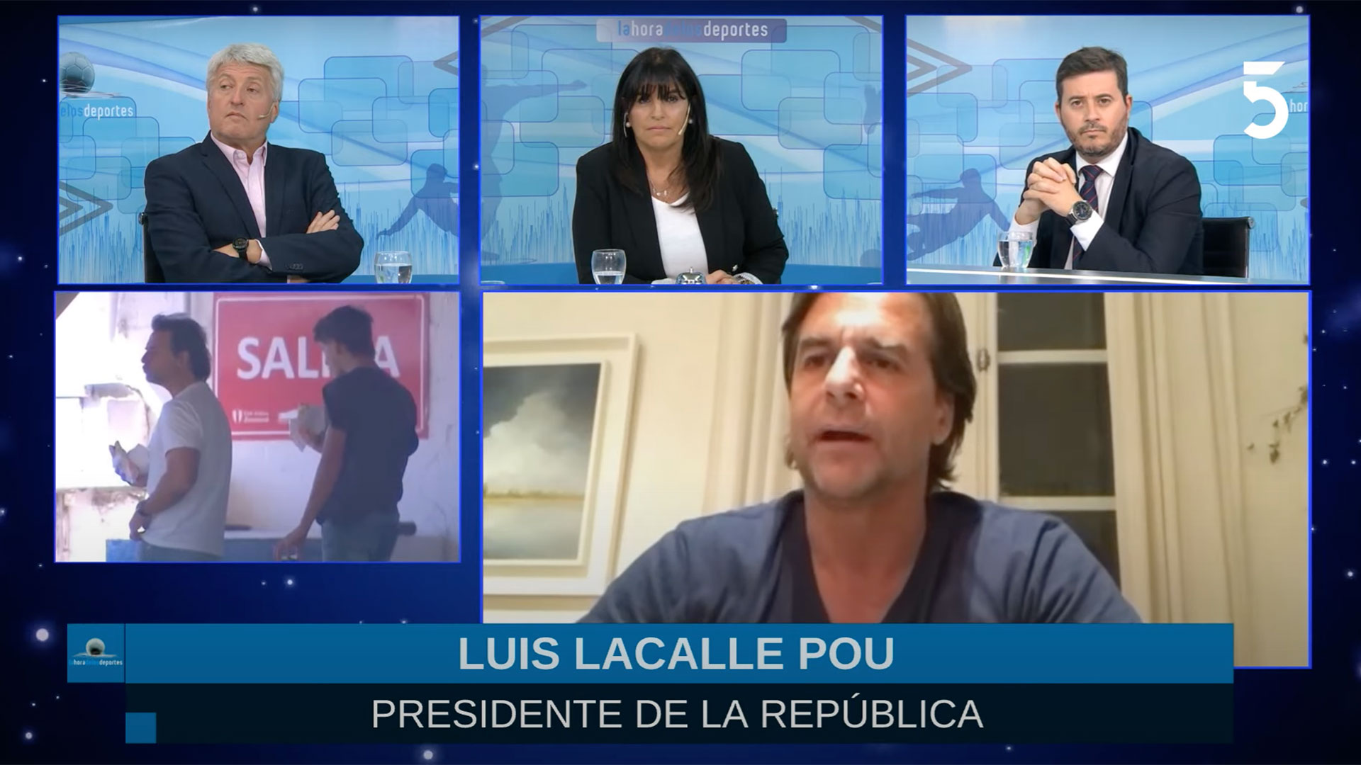 "Creo que Luis Suárez fue muy generoso con el país."dijo Lacalle Pou.  Captura de pantalla del canal 5