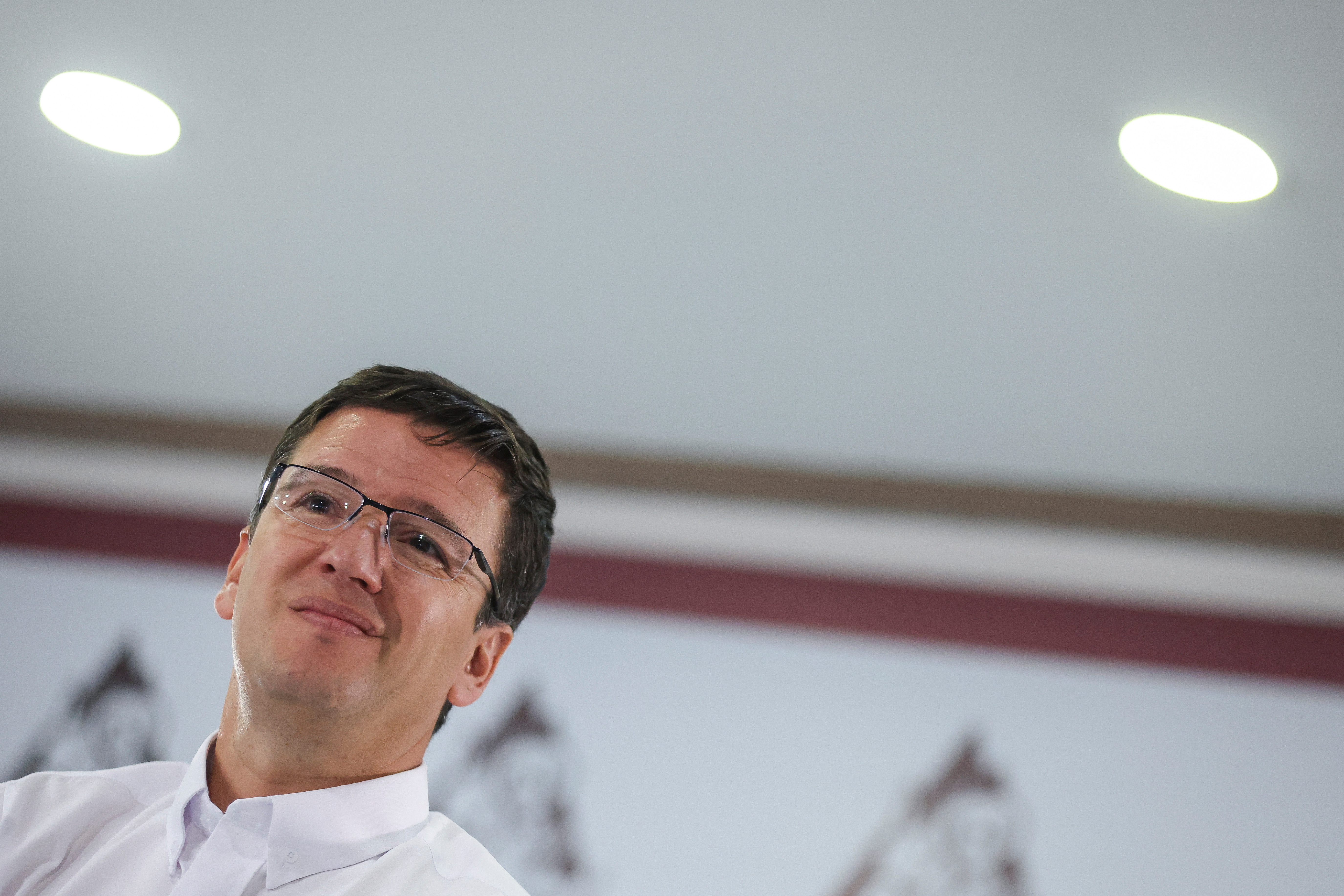 German Alberto Bahamon, new General Manager of the National Federation of Coffee Growers of Colombia, speaks during a press conference in Bogota, Colombia April 27, 2023. REUTERS/Luisa Gonzalez