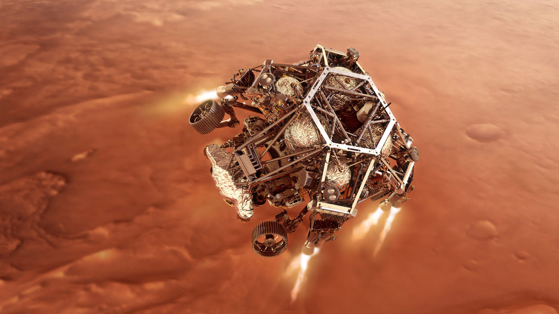 El rover Perseverance es uno de varios rover de la NASA que se encuentran actualmente en una misión de exploración de Marte.  (Ilustración fotográfica de la NASA a través de Getty Images)