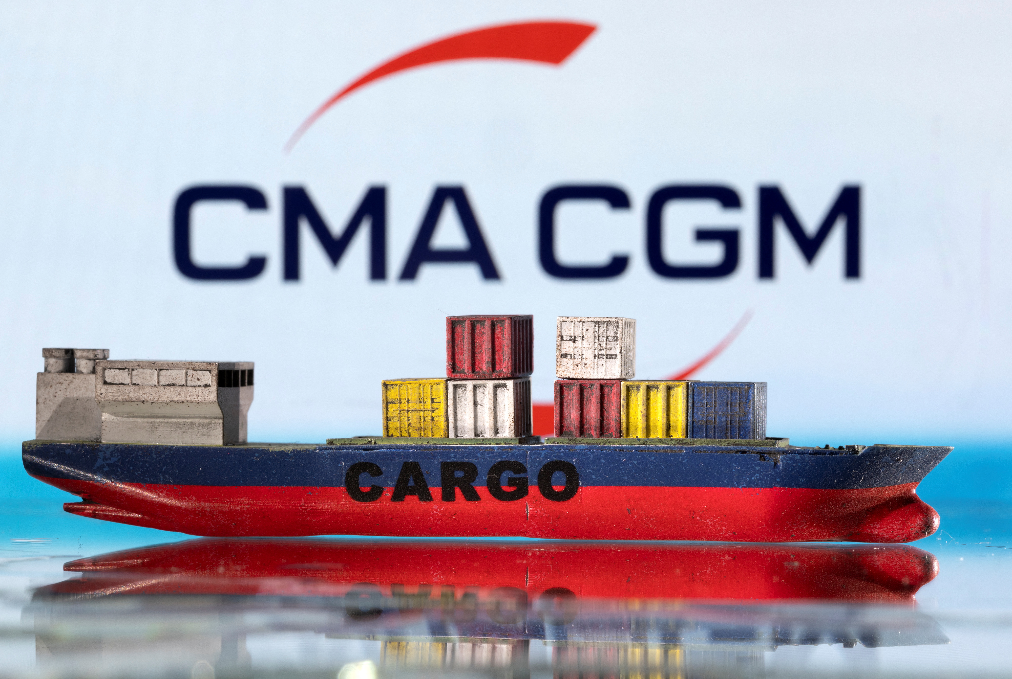 A representation of a freighter from CMA CMG, the world's third largest shipping company, which made an alliance with Air France-KLM REUTERS/Dado Ruvic/Illustration