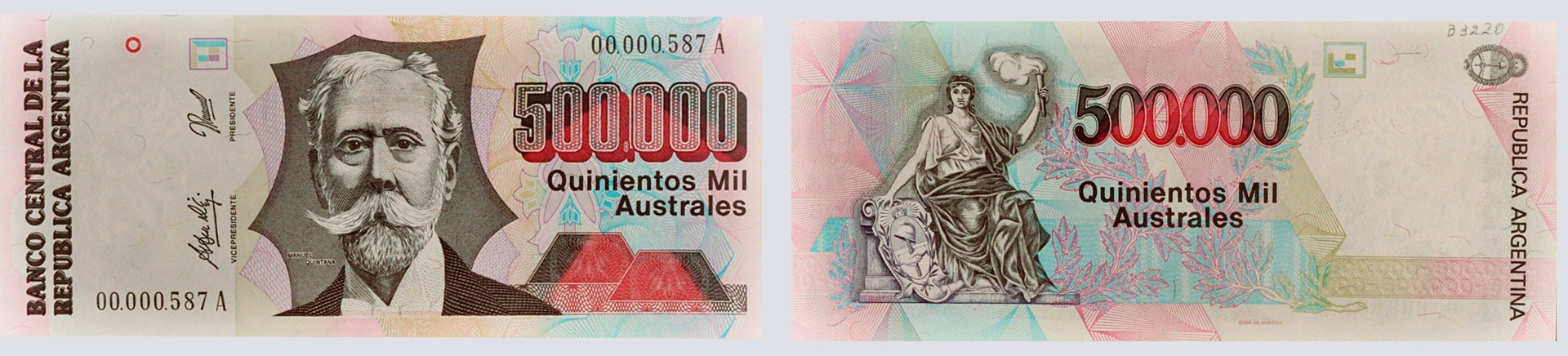 El billete de 500.000 australes (1990)