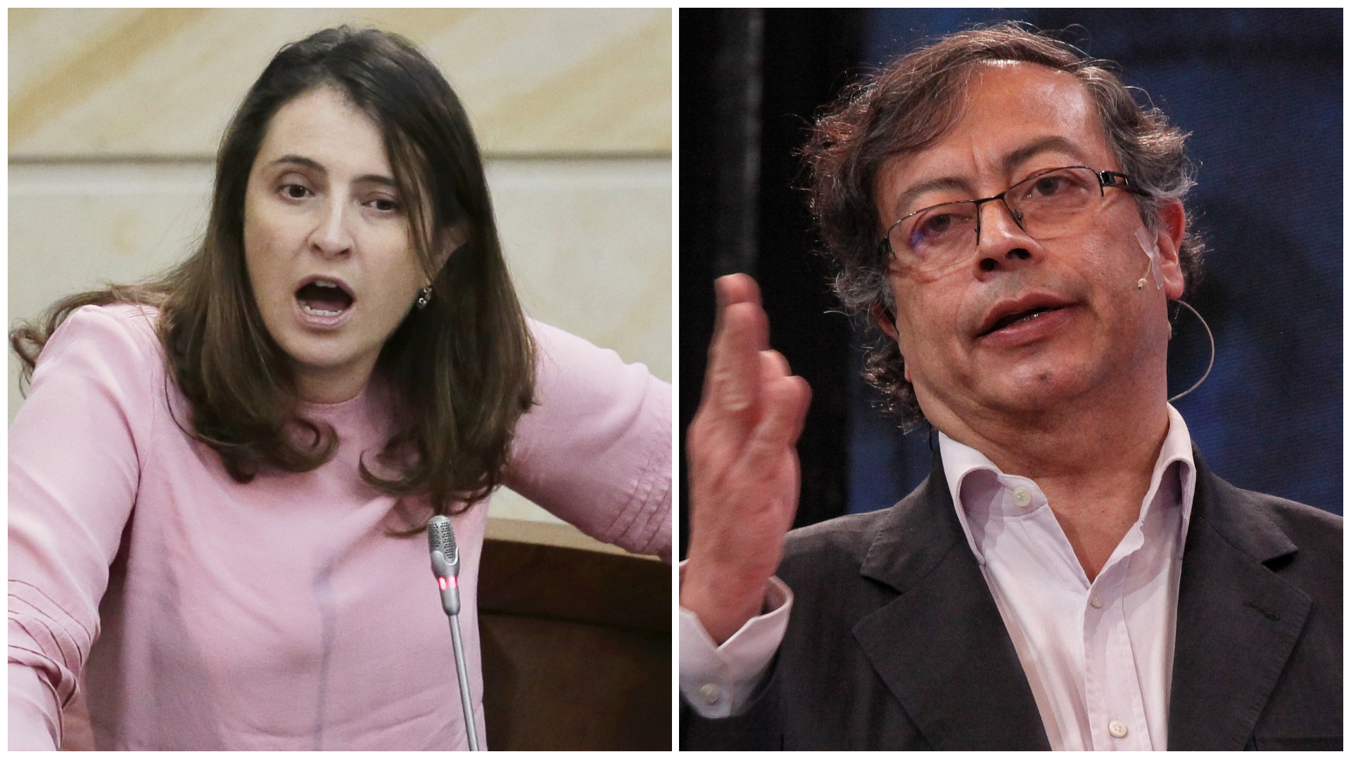 Senadores colombianos Paloma Valencia y Gustavo Petro. Fotos: Colprensa.