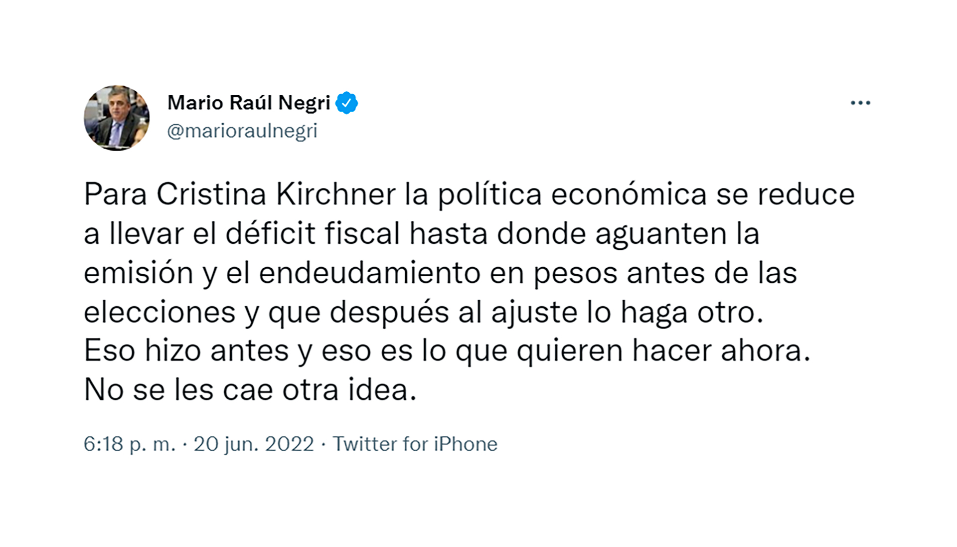 "No se les cae una idea", apuntó Negri