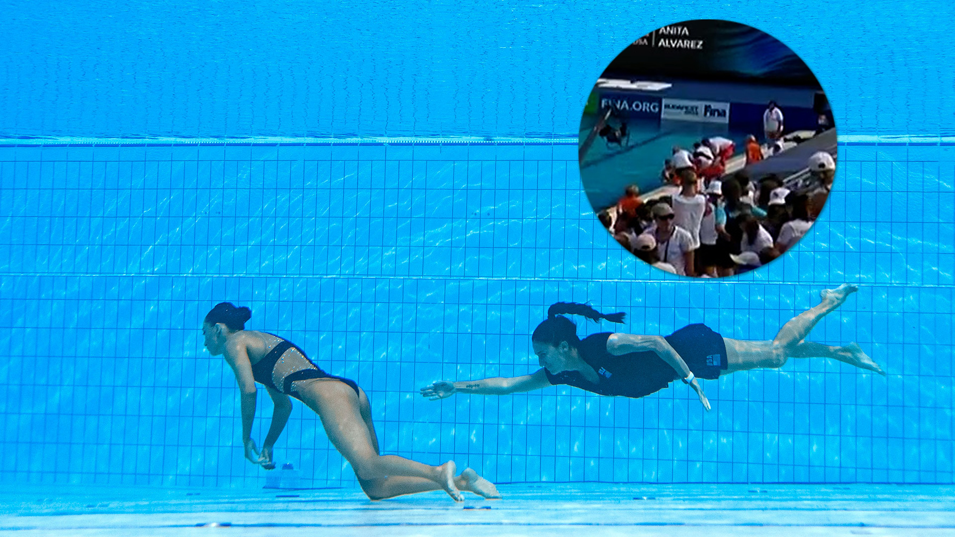 El video de la rutina de la nadadora Anita Álvarez y la asistencia de su entrenadora Andrea Fuentes