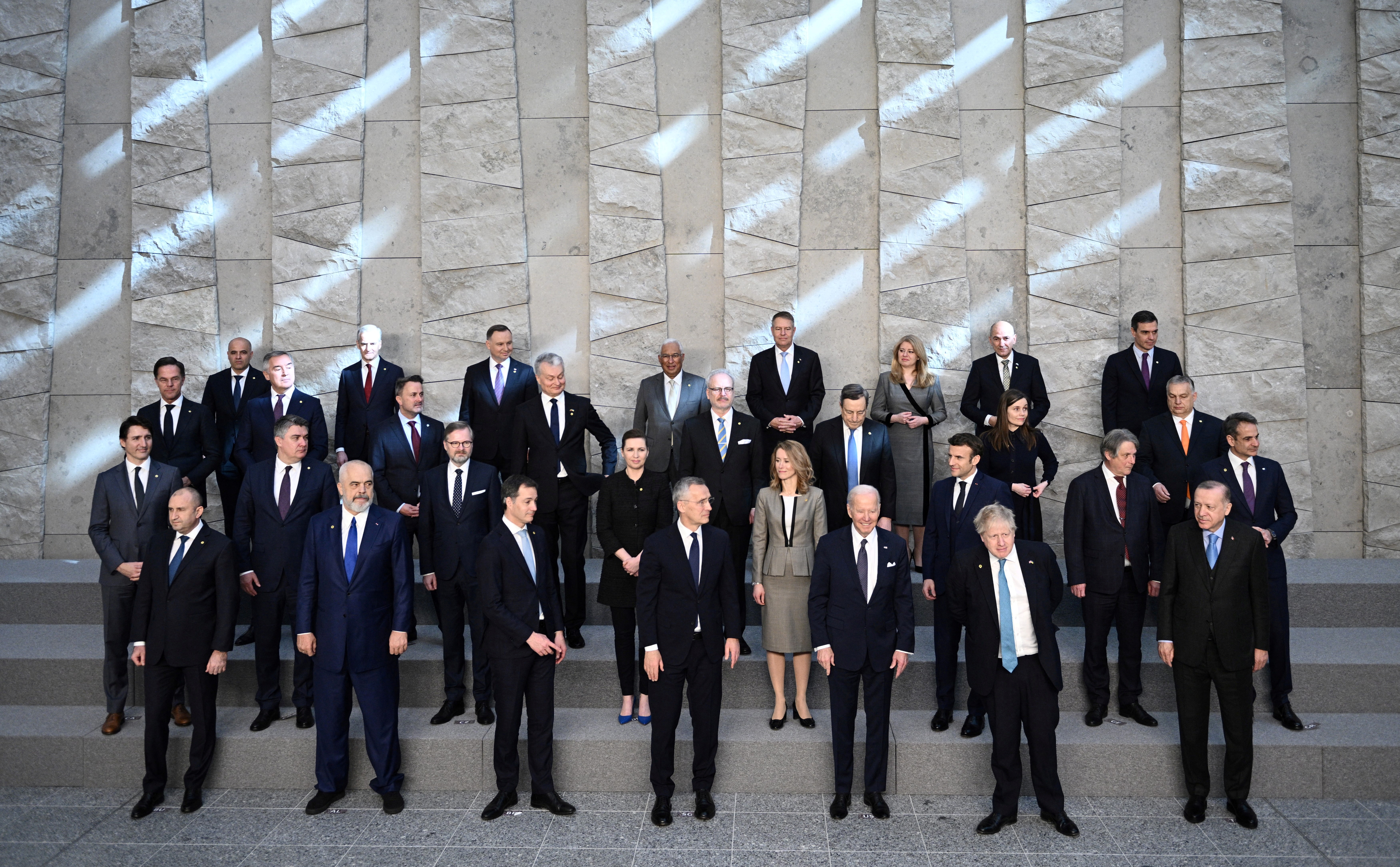 La foto grupal de los líderes de la Alianza Atlántica en Bruselas (Brendan Smialowski via REUTERS)