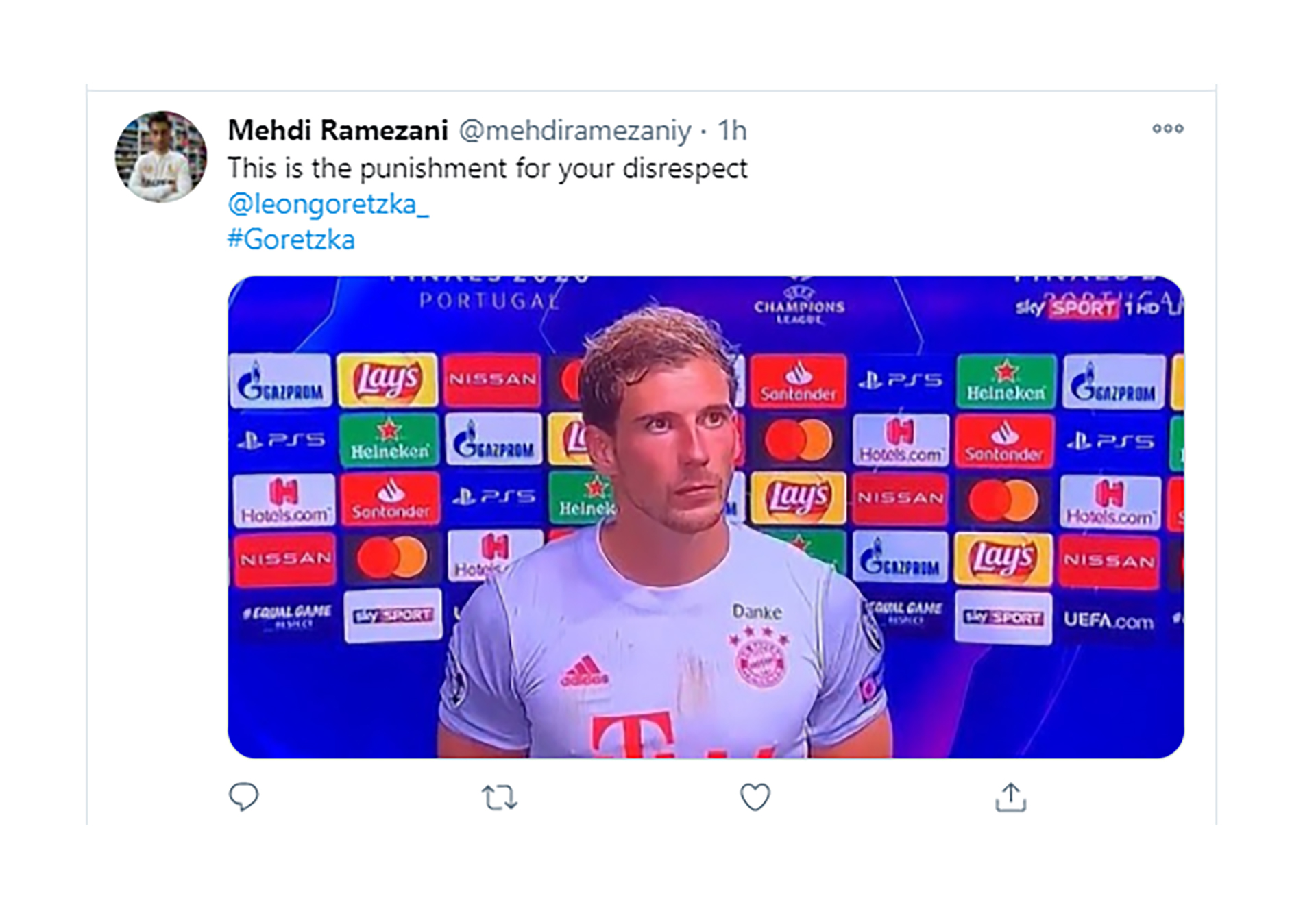 "Es un castigo por su falta de respeto", escribió el usuario, en alusión a aquella frase a Messi