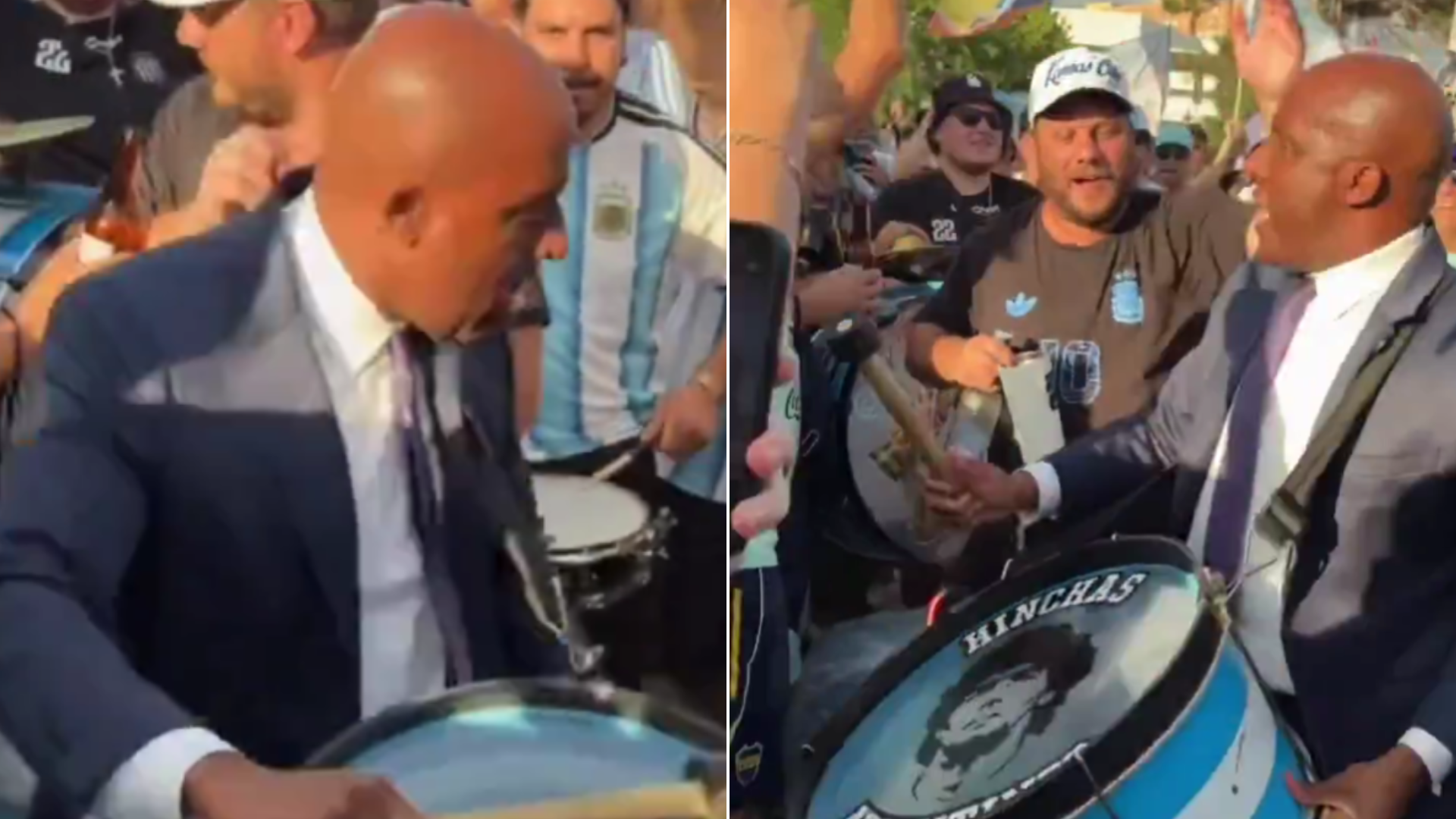 Las im&aacute;genes del alcalde de Kansas City en el banderazo argentino que causaron furor en las redes sociales