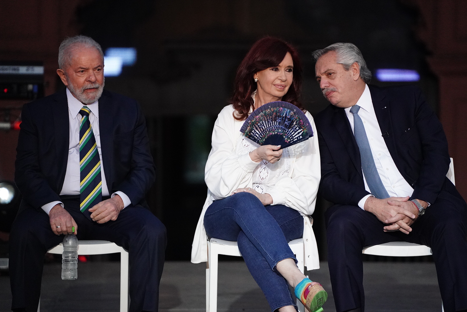 Fernández logró amortiguar la presión de Cristina Kirchner en el cierre del acto (Franco Fafasuli)