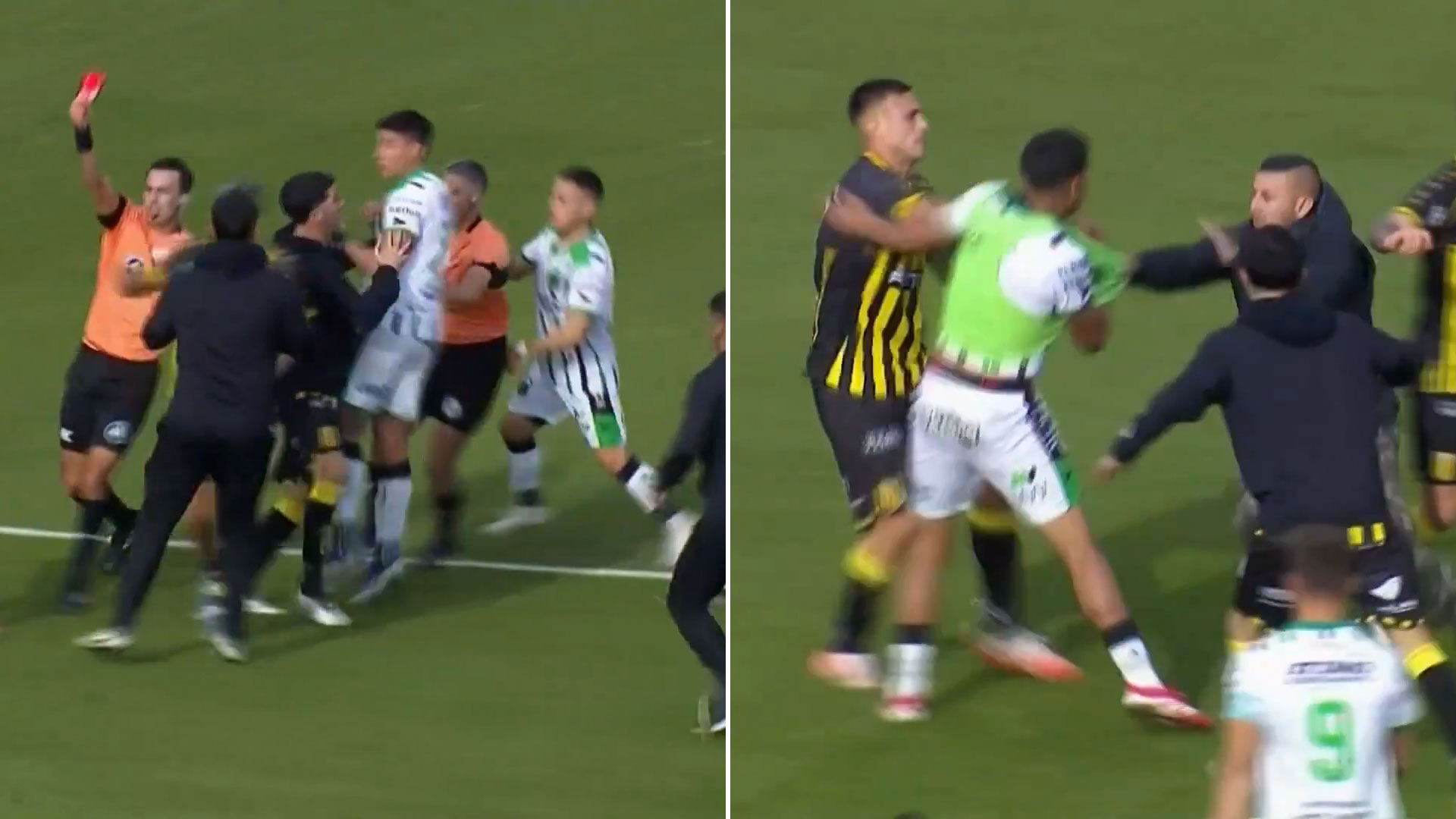 Insultos, empujones y un expulsado: así fue la batalla campal en el final del clásico entre Nueva Chicago y Almirante Brown
