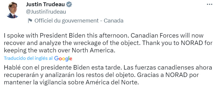 Tuit de Justin Trudeau