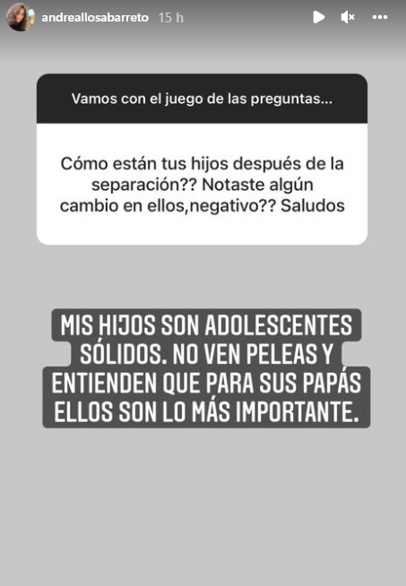 Andrea Llosa respondió las preguntas de sus seguidores. (Foto: Instagram)