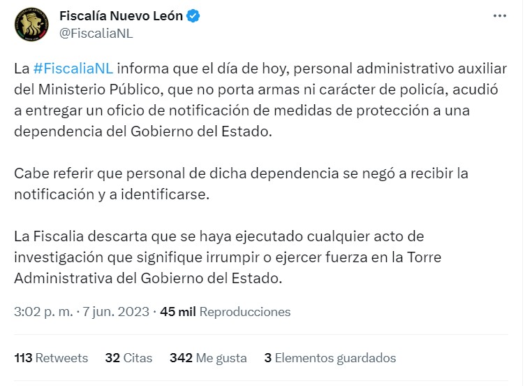 Facebook: Fiscalía de Nuevo León