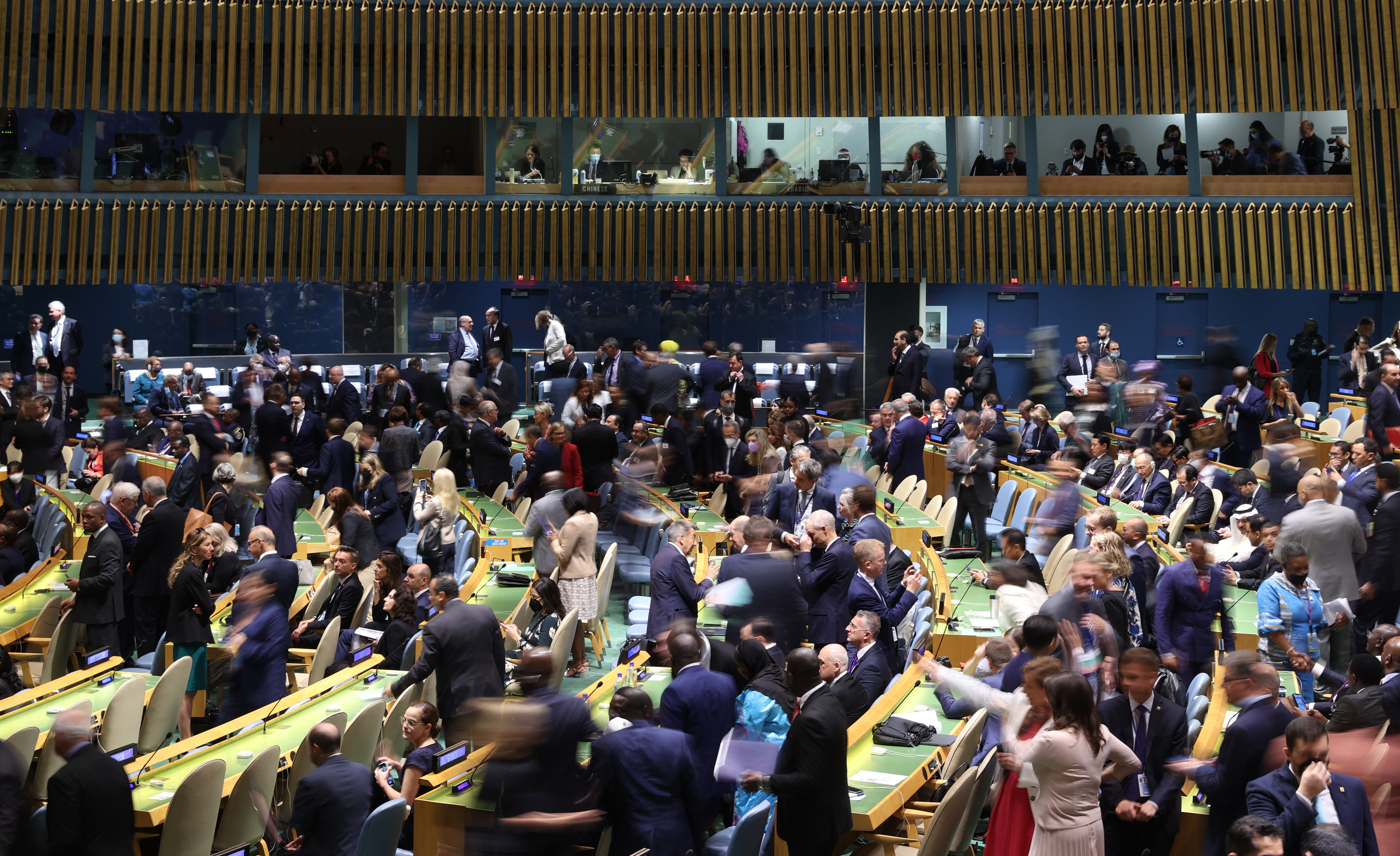 Delegados, líderes y otros diplomáticos en el salón de la Asamblea General (Reuters)