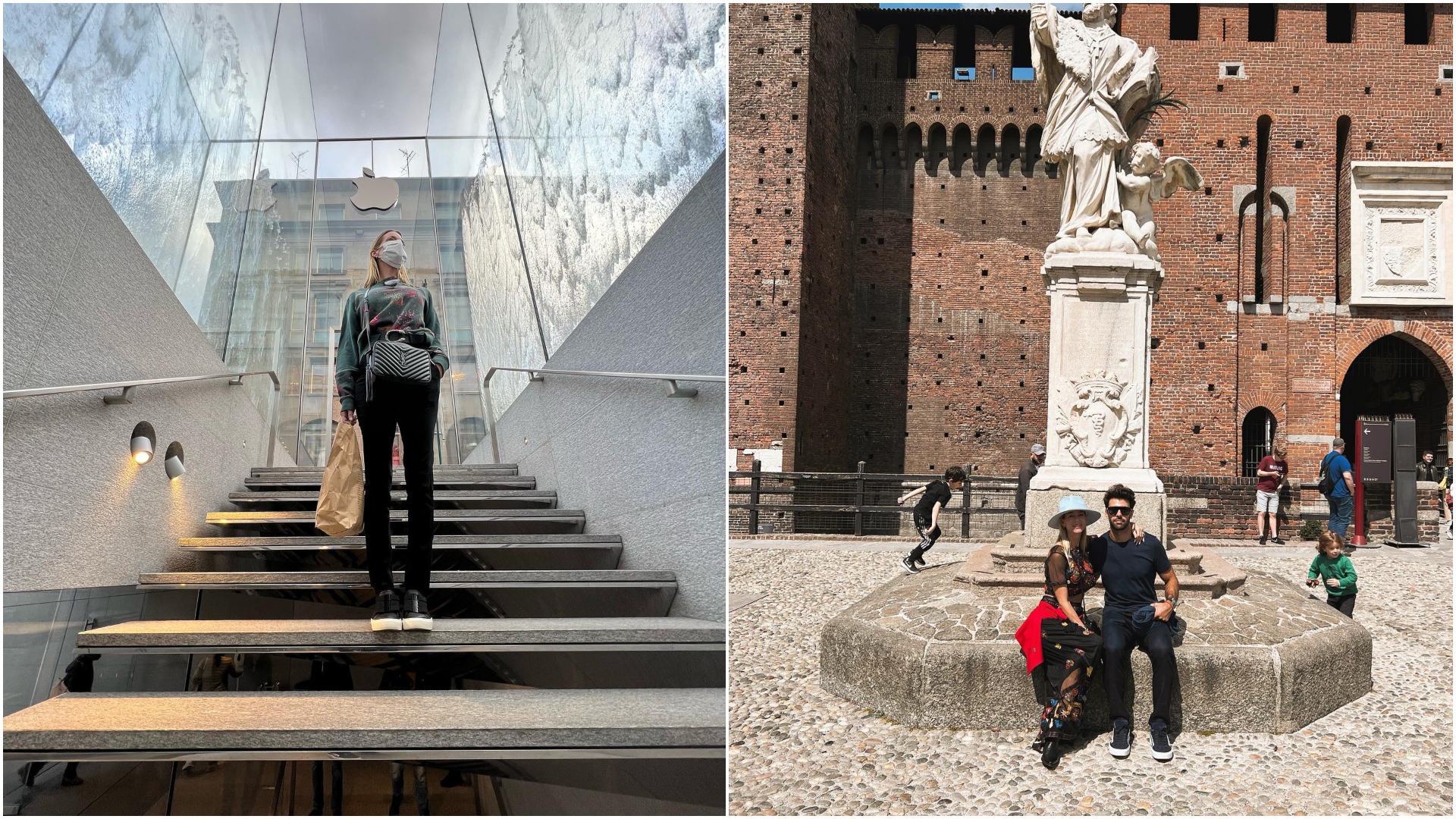 La pareja se fotografió en sitios turísticos de Italia