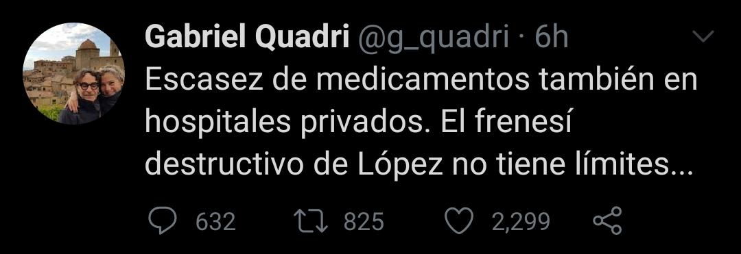 El panista criticó el desabasto de medicamentos (Foto: Twitter/ @g_quadri)
