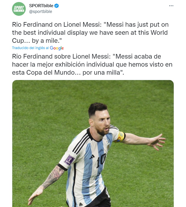 El gran elogio de Rio Ferdinand a Lionel Messi tras su brillante encuentro ante Australia (Twitter)