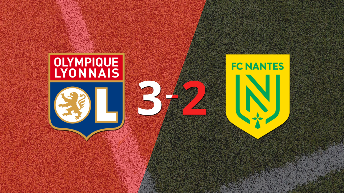 Con una mínima ventaja, Olympique Lyon venció a Nantes en un duelo lleno de goles