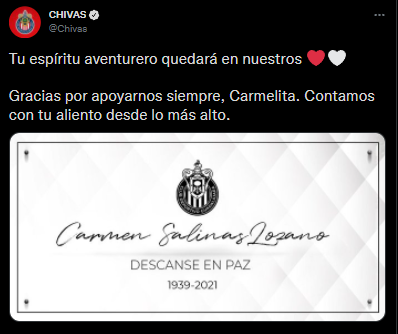 Mensaje del club rojiblanco (Foto: Captura de pantalla de Twitter/@Chivas)