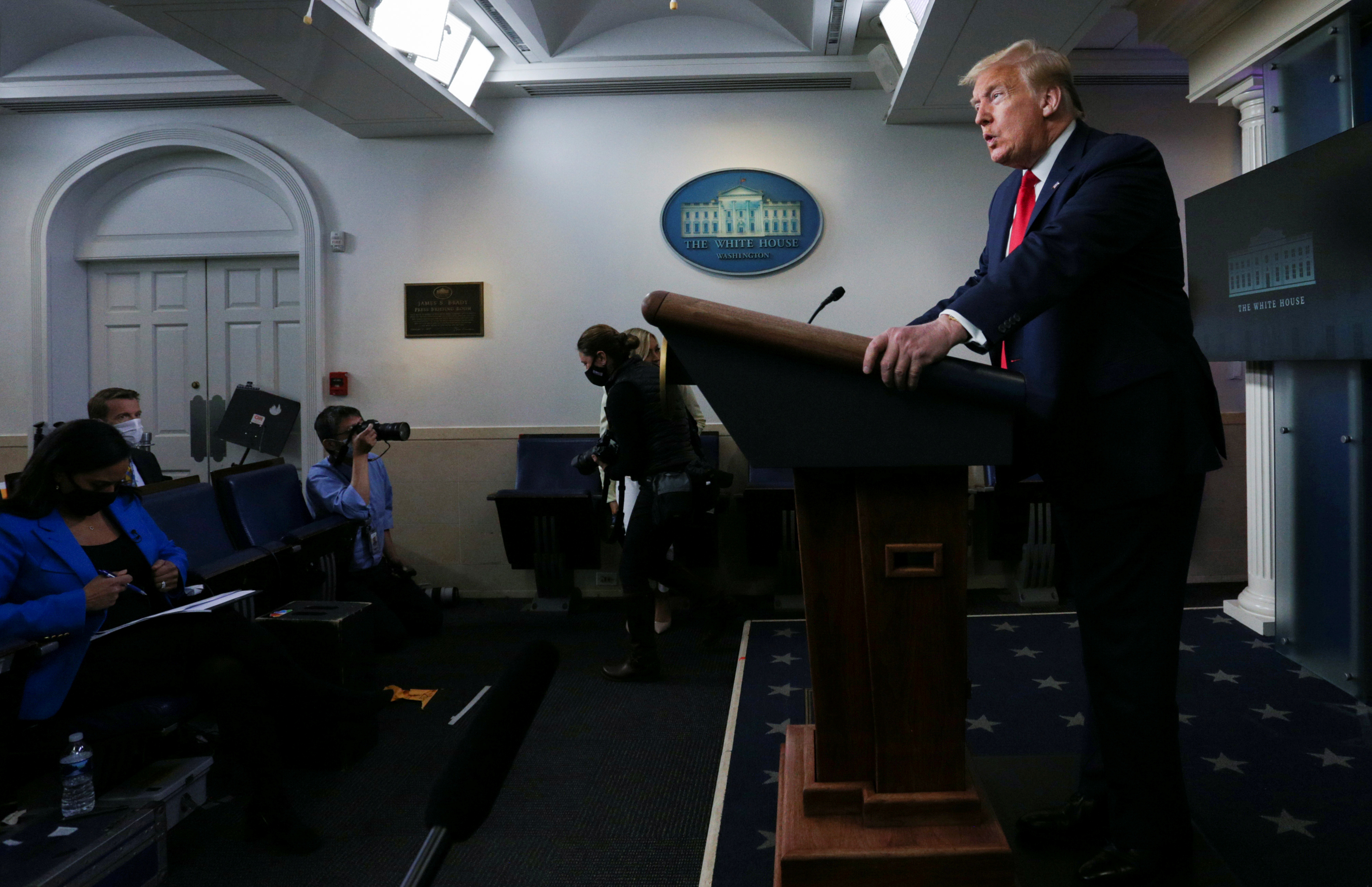 Donald Trump en una rueda de prensa en la Casa Blanca este 22 de mayo de 2020 (REUTERS/Leah Millis)