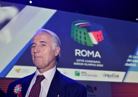 Giovanni Malago, president of the Italian National Olympic Committee (CONI) attends a ceremony to present Rome's bid to host the 2024 Olympic Games, on February 17, 2016 in Rome. Rome, Paris, Budapest and Los Angeles are all in the running to host the Games in 2024 / AFP / TIZIANA FABI (Photo credit should read TIZIANA FABI/AFP/Getty Images)