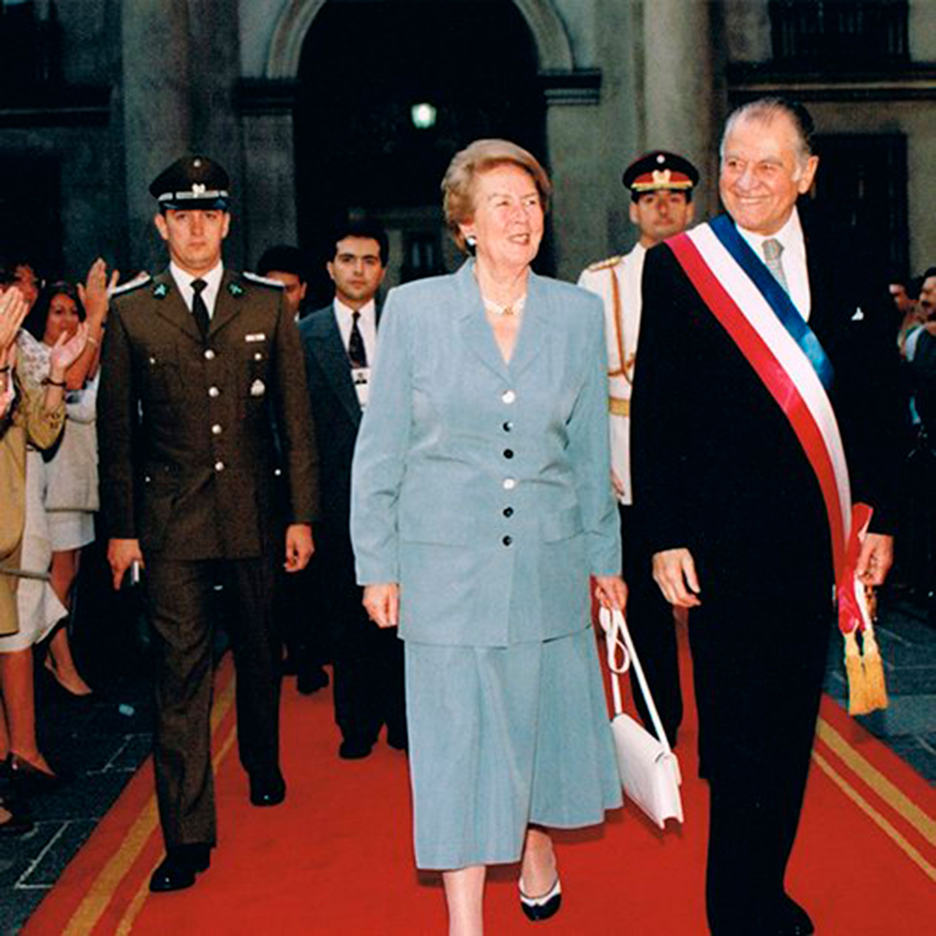 La ex Primera Dama, Leonor Oyarzún y el expresidente de Chile, Patricio Aylwin