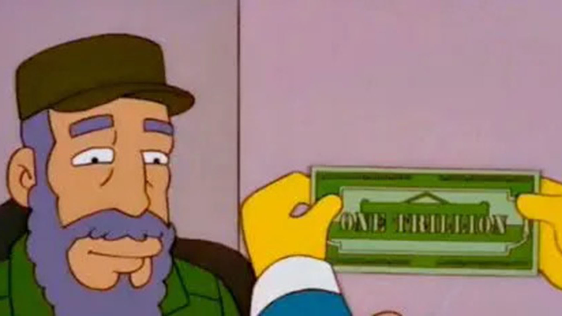 Scene from the episode of The Simpsons on a bill of "a trillion dollars"