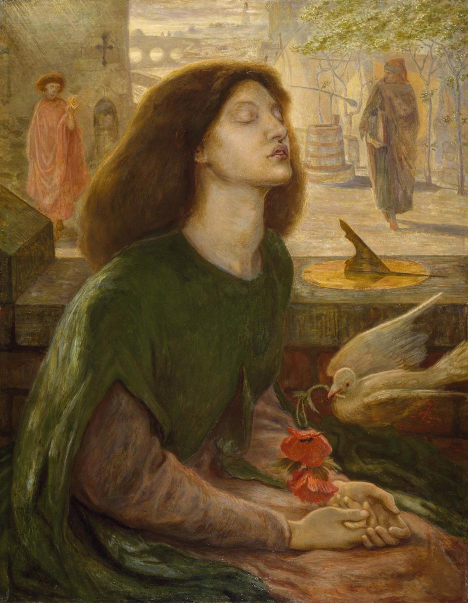 "Beata Betrix", la obra póstuma sobre Elizabeth Siddal con una amapola, de Dante Gabriel Rossetti