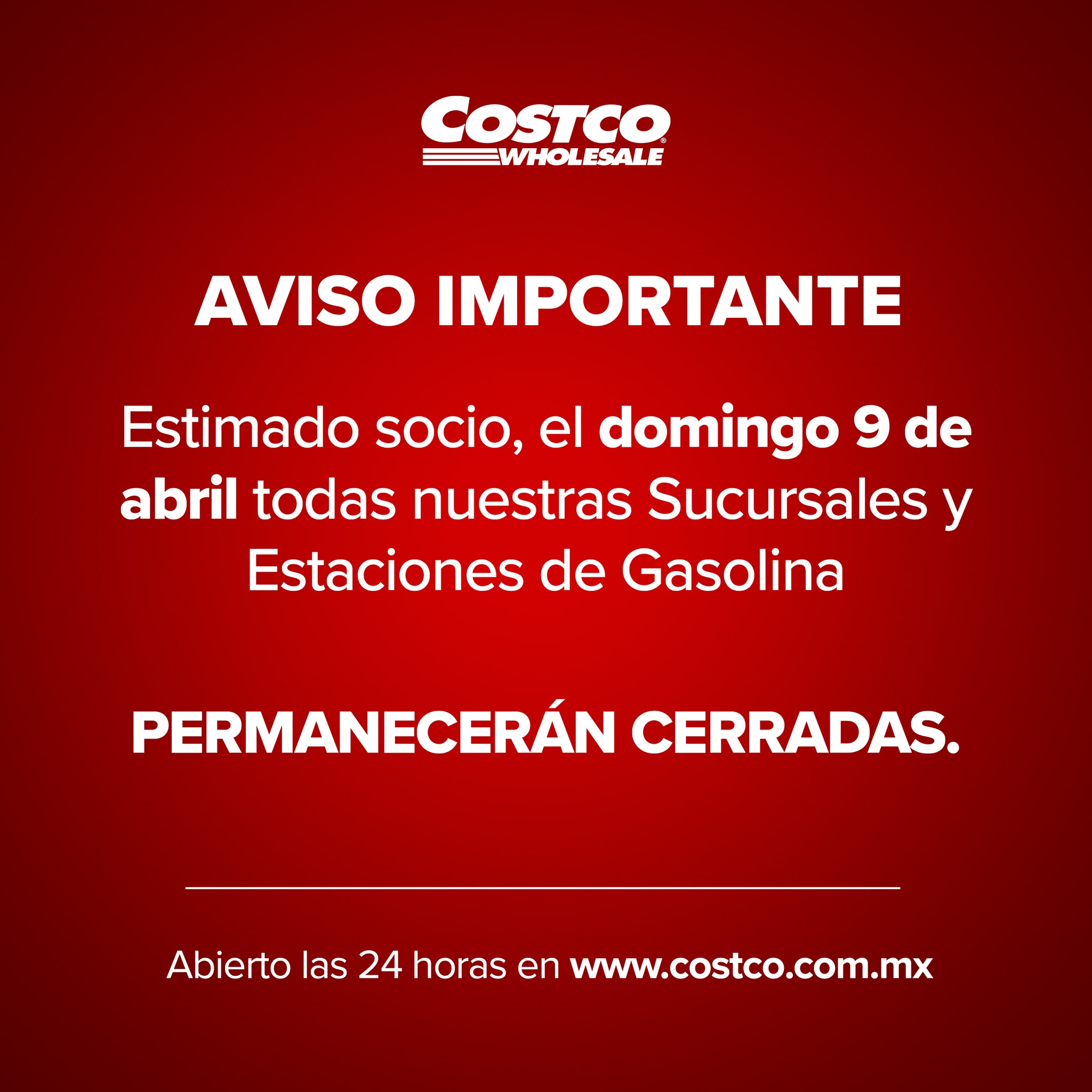 La cadena no proporcionó más información en el comunicado que emitió en redes sociales (Facebook/Costco México)