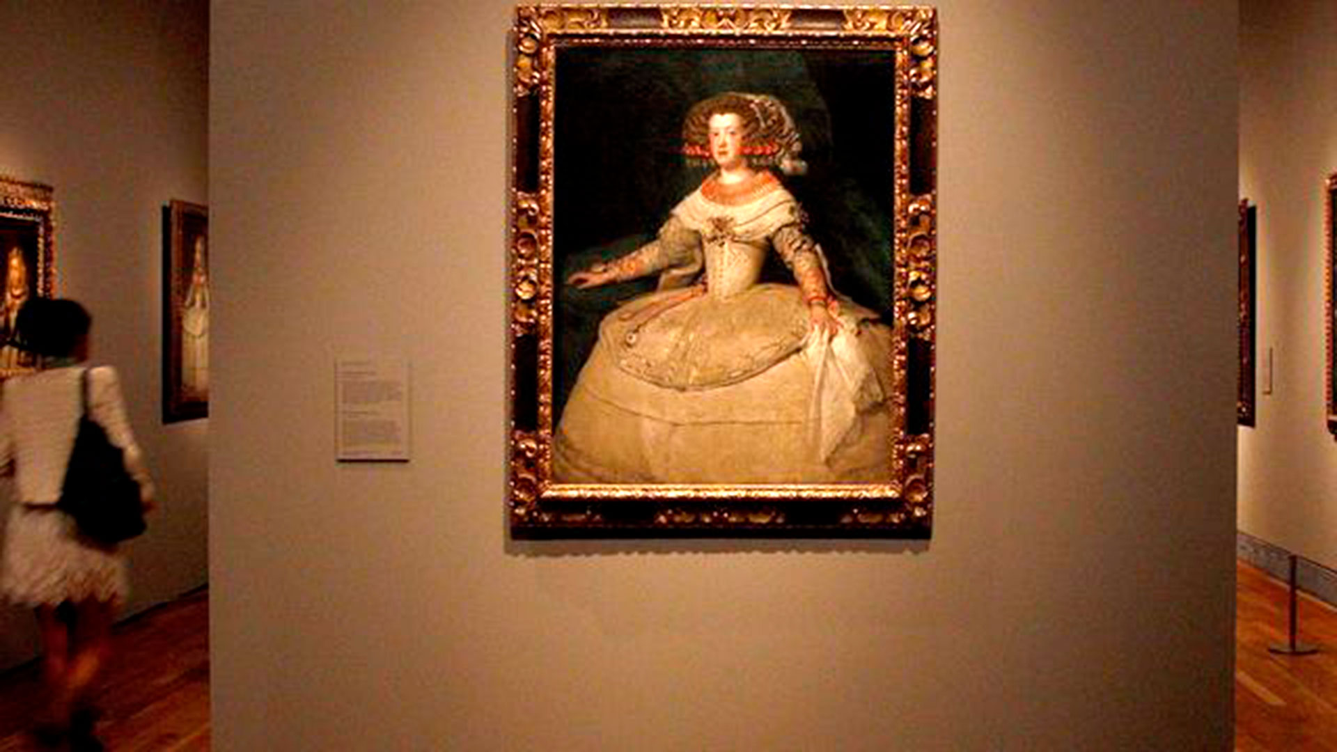 El cuadro 'Retrato de Mariana de Austria' de Velázquez, en el Museo del Prado. (EFE/Ballesteros)